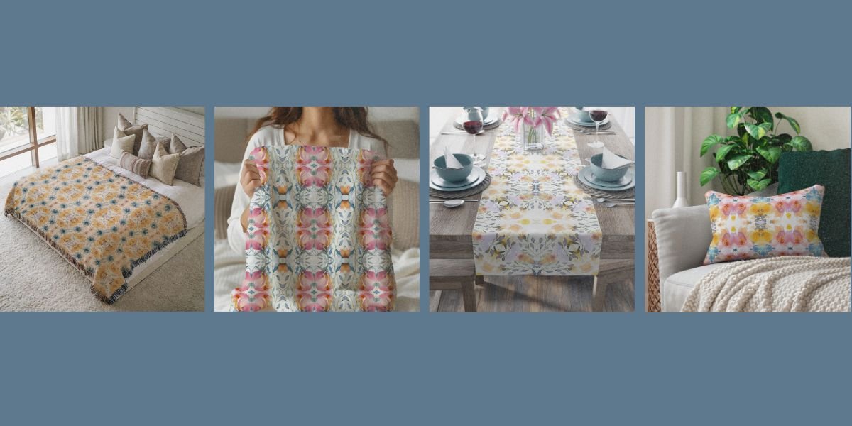Mirrored Watercolour | Bold Blooms | Pink, Yellow and Blue - Piccolo Fiore Prints