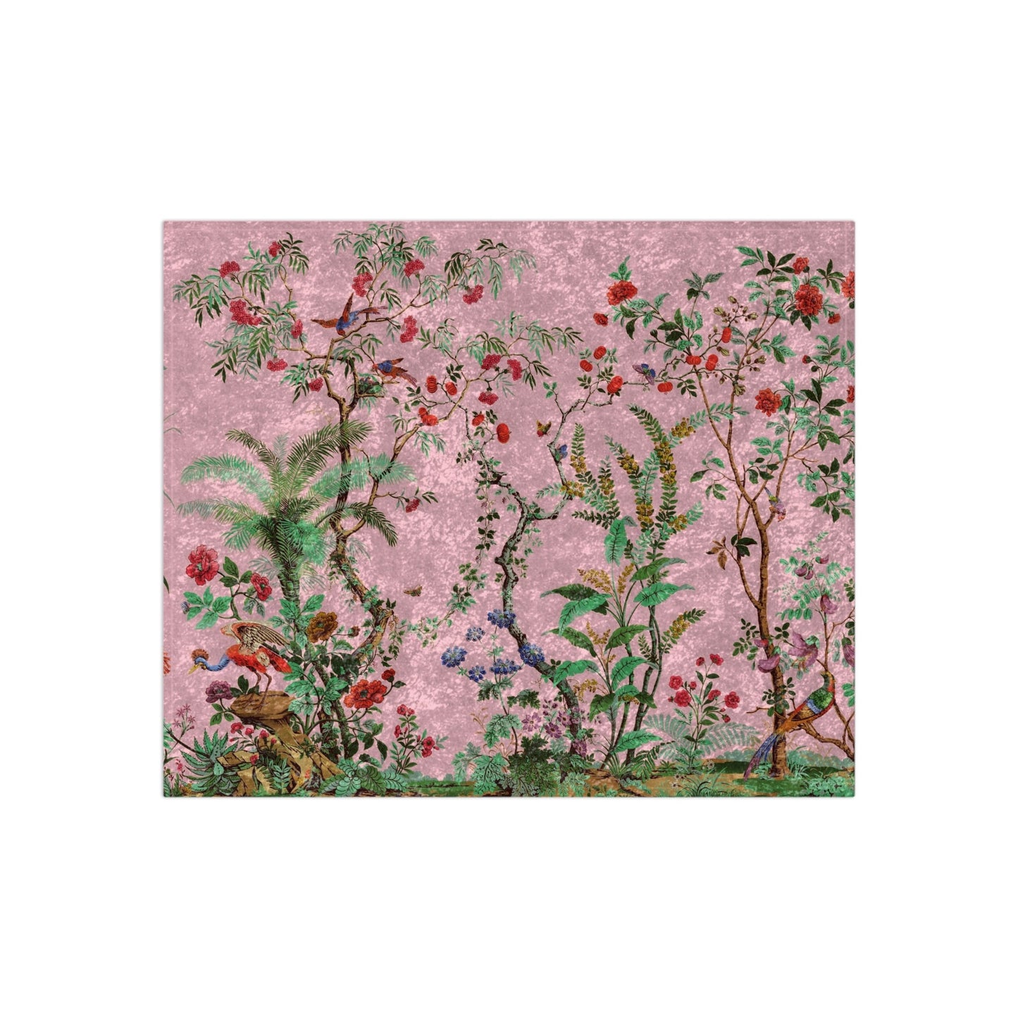 Chinoiserie in Pink | Crushed Velvet Blanket