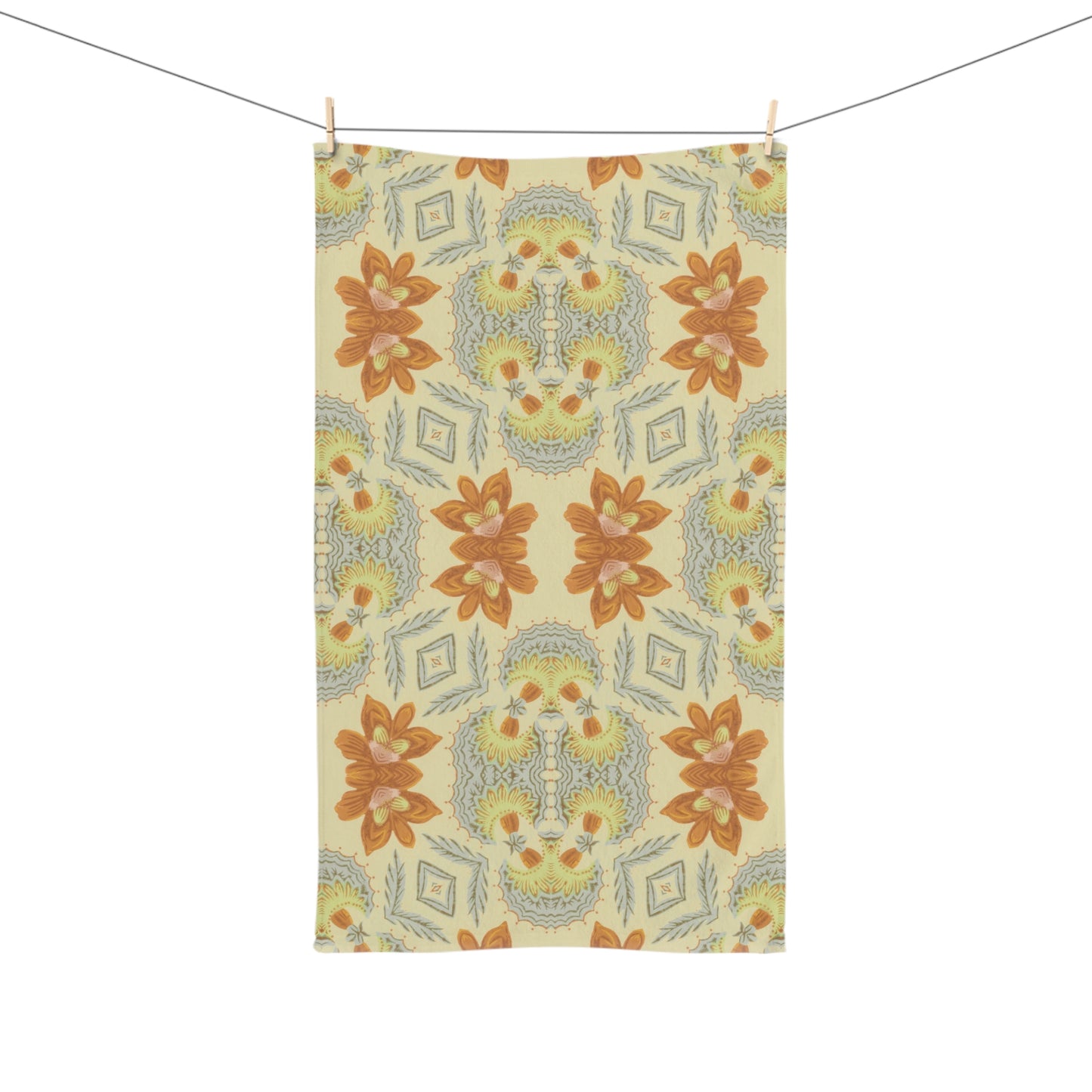 Bella Bouquet Damask in Soft Cream and Grey | Hand Towel