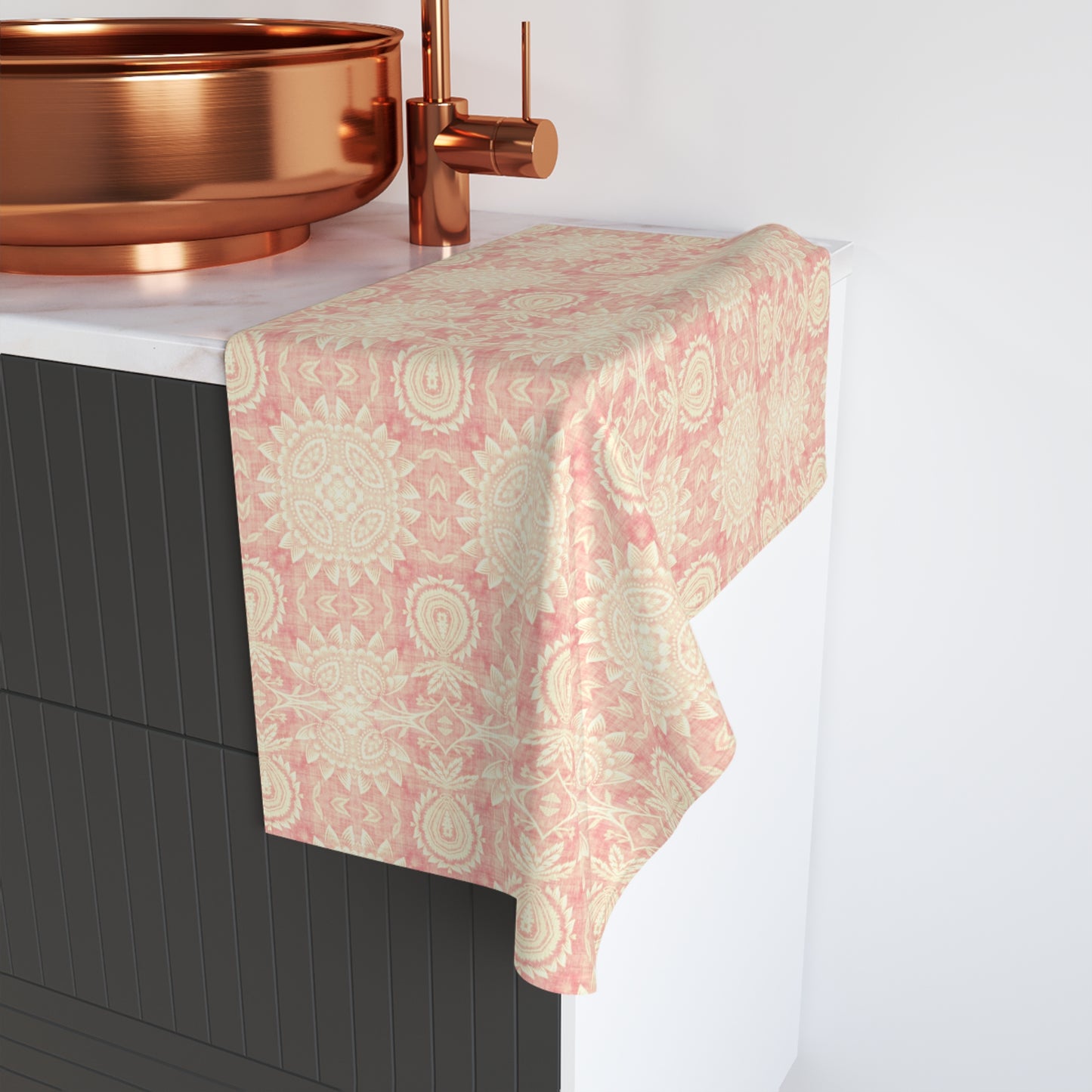 Paloma Flowers and Pineapples in Pink and Cream | Hand Towel