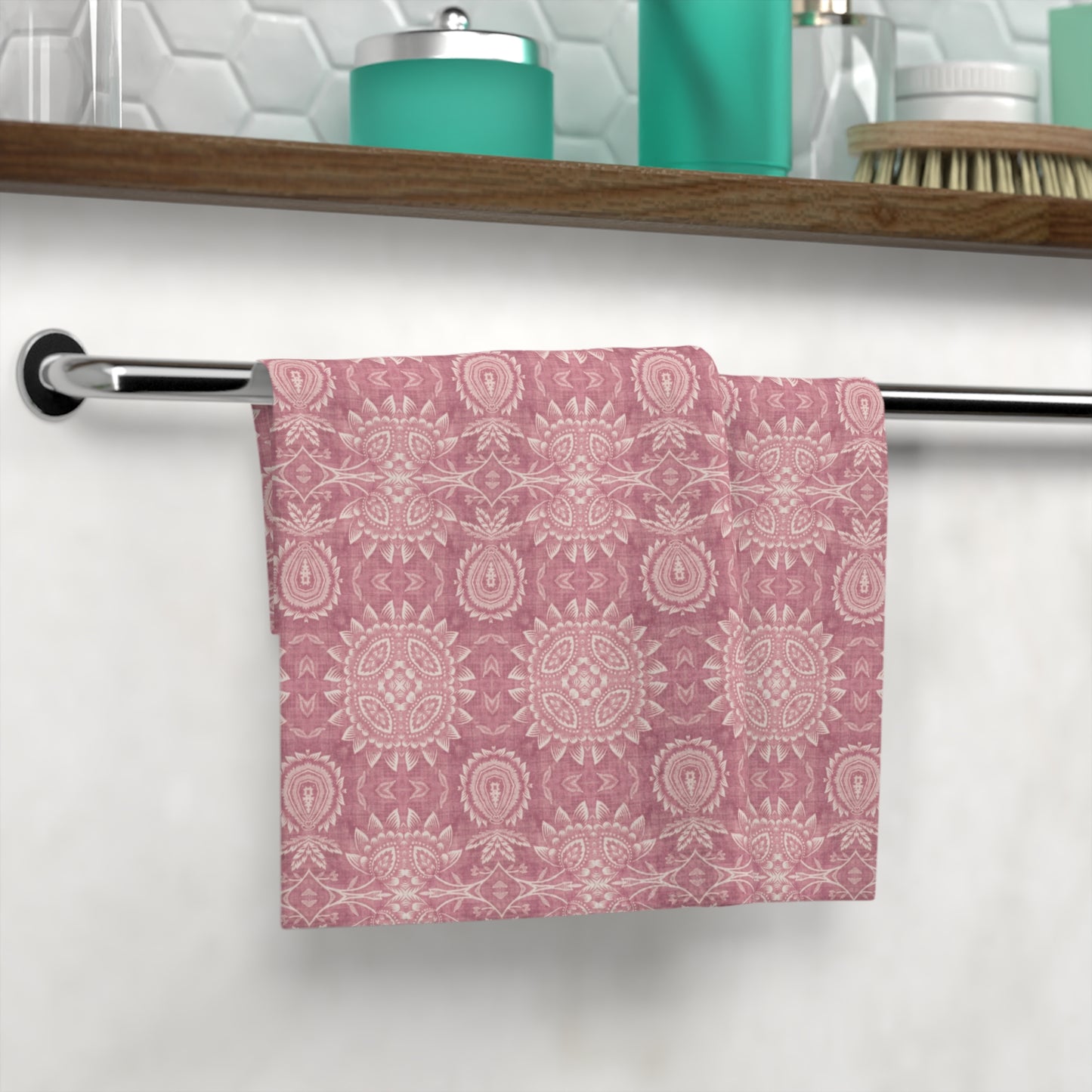 Paloma Flowers and Pineapples in Dusky Rose Pink | Face Towel