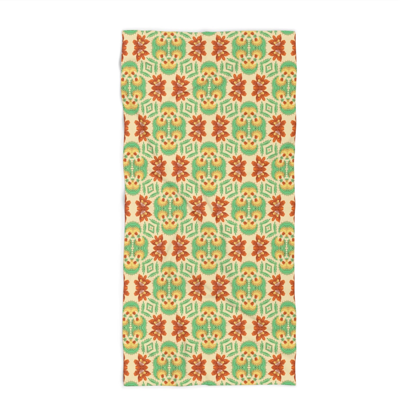 Bella Bouquet Floral Damask in Classic Cream and Green | Bath Towel