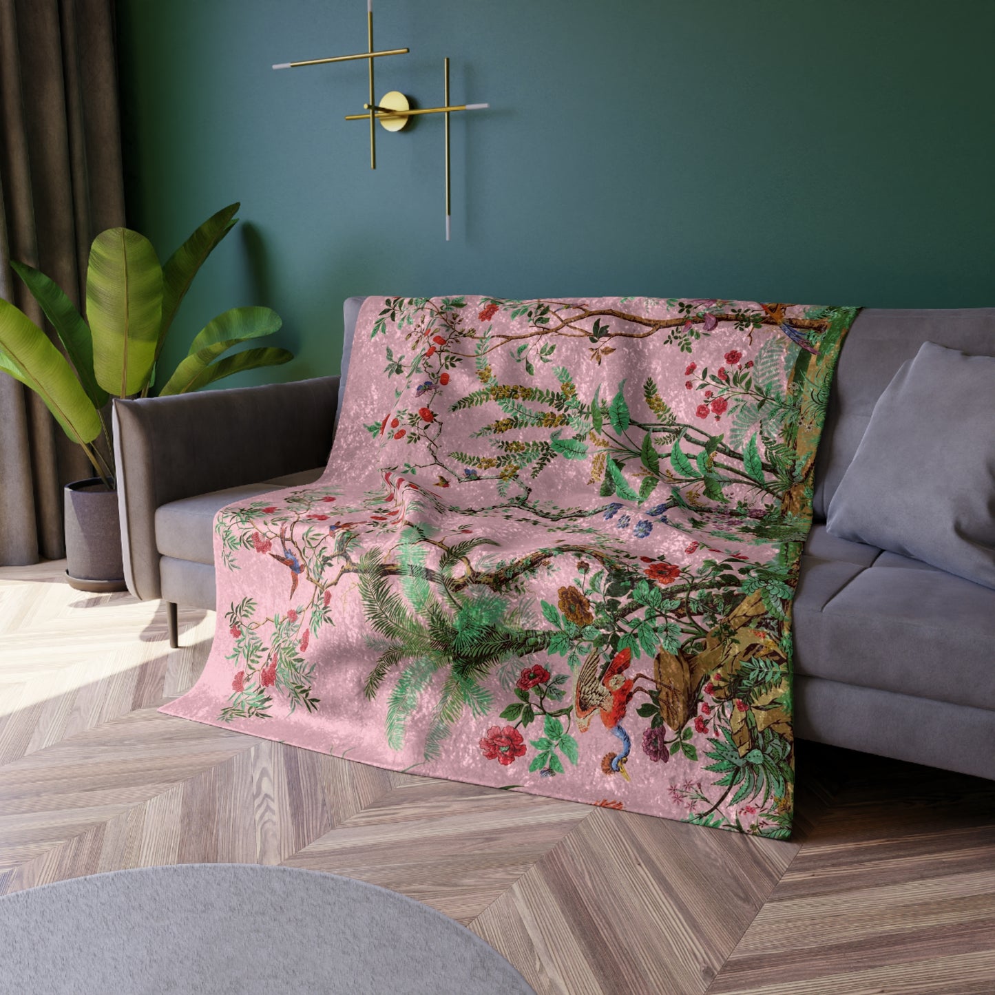 Chinoiserie in Pink | Crushed Velvet Blanket