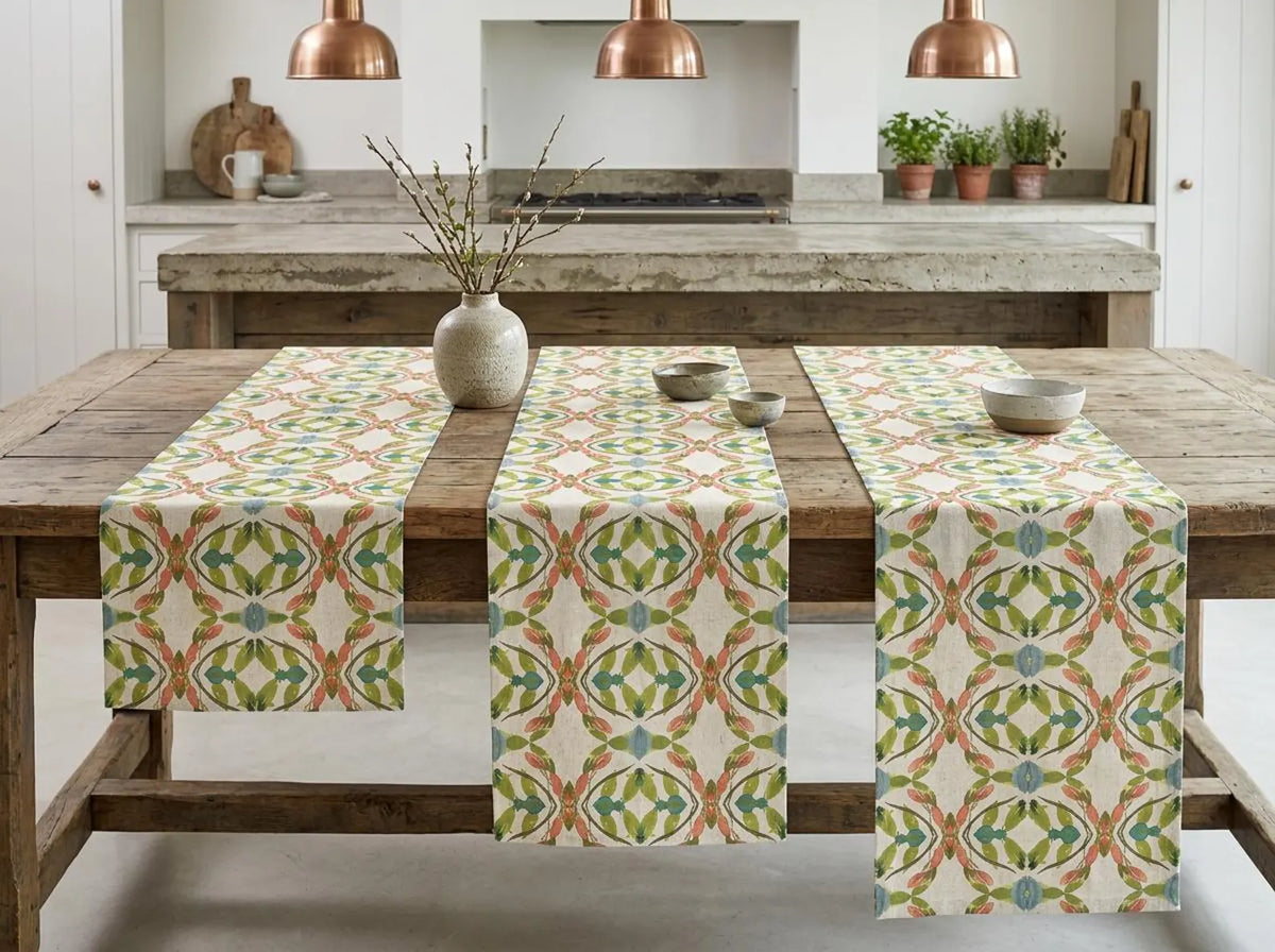 Lime Leaves | Rustic Linen Table Runner