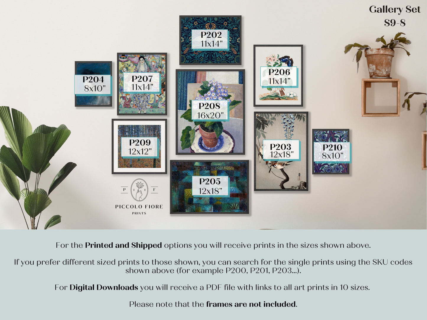 Dark Blue, Lilac and Grey | Gallery Wall Set | 9 Prints | S9-8