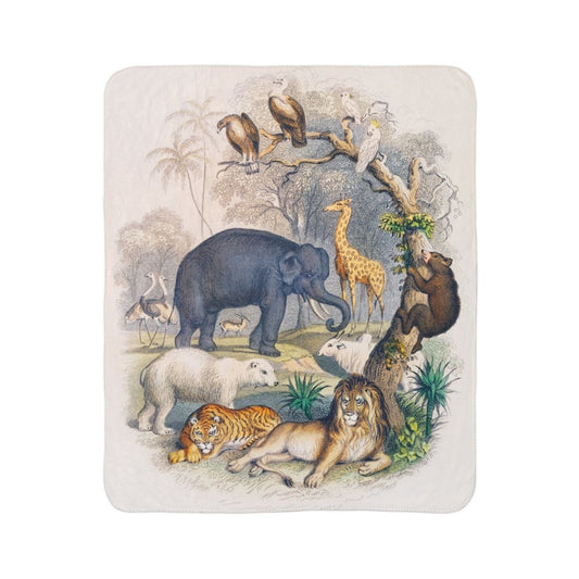 Animal Hangout | Fleece Sherpa Blanket - Sherpa Fleece Blanket - Piccolo Fiore Prints