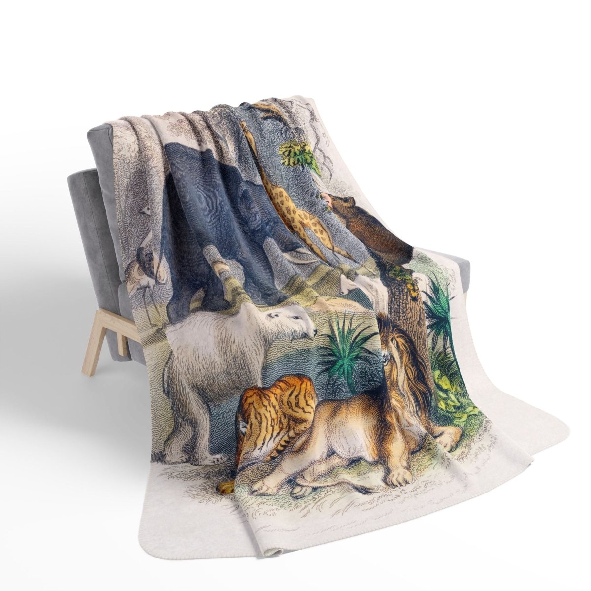 Animal Hangout | Fleece Sherpa Blanket - Sherpa Fleece Blanket - Piccolo Fiore Prints