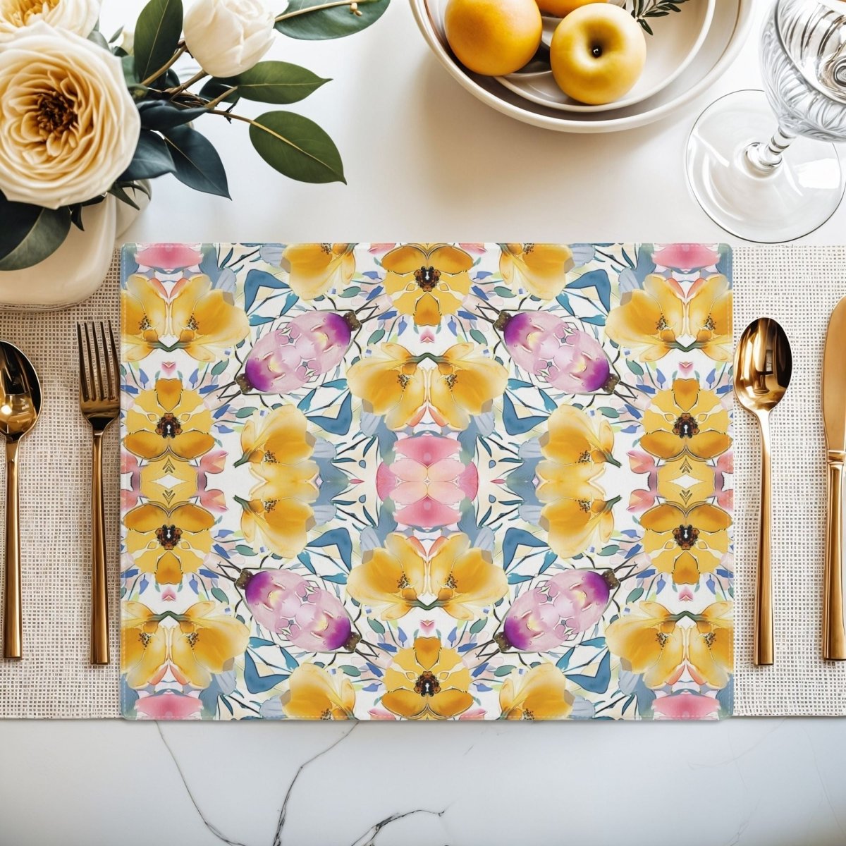 Aztec Floral Bow | Placemat - Cotton Twill Placemat - Piccolo Fiore Prints