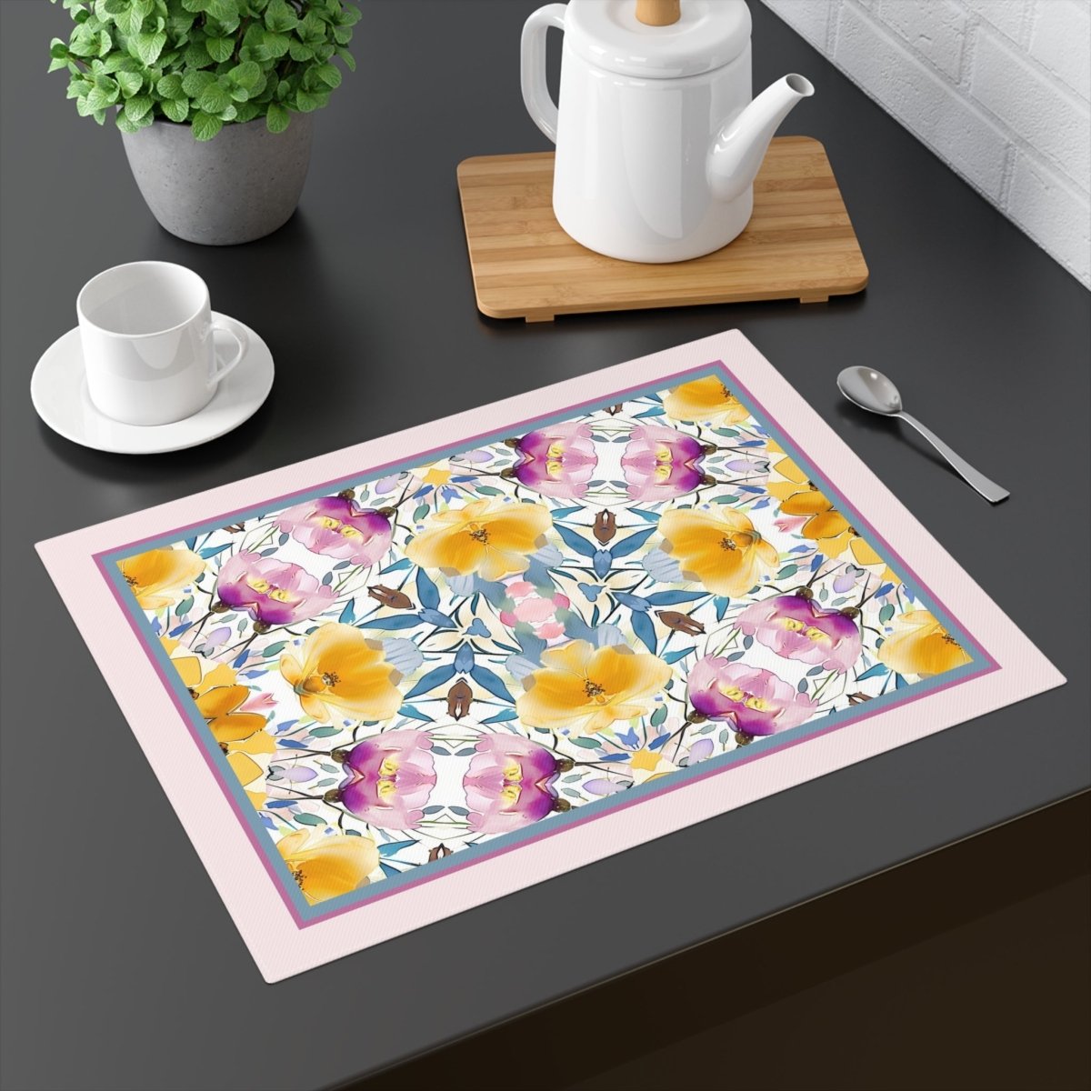 Aztec Floral Damask | Placemat - Cotton Twill Placemat - Piccolo Fiore Prints