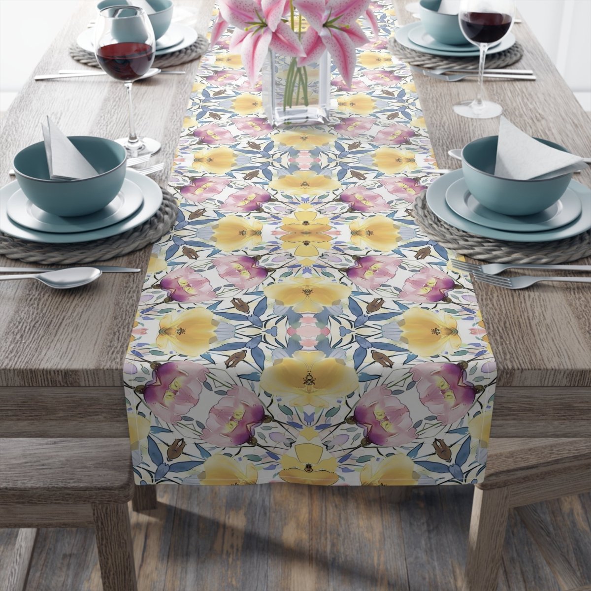 Aztec Floral Damask | Table Runner - Table Runner - Piccolo Fiore Prints