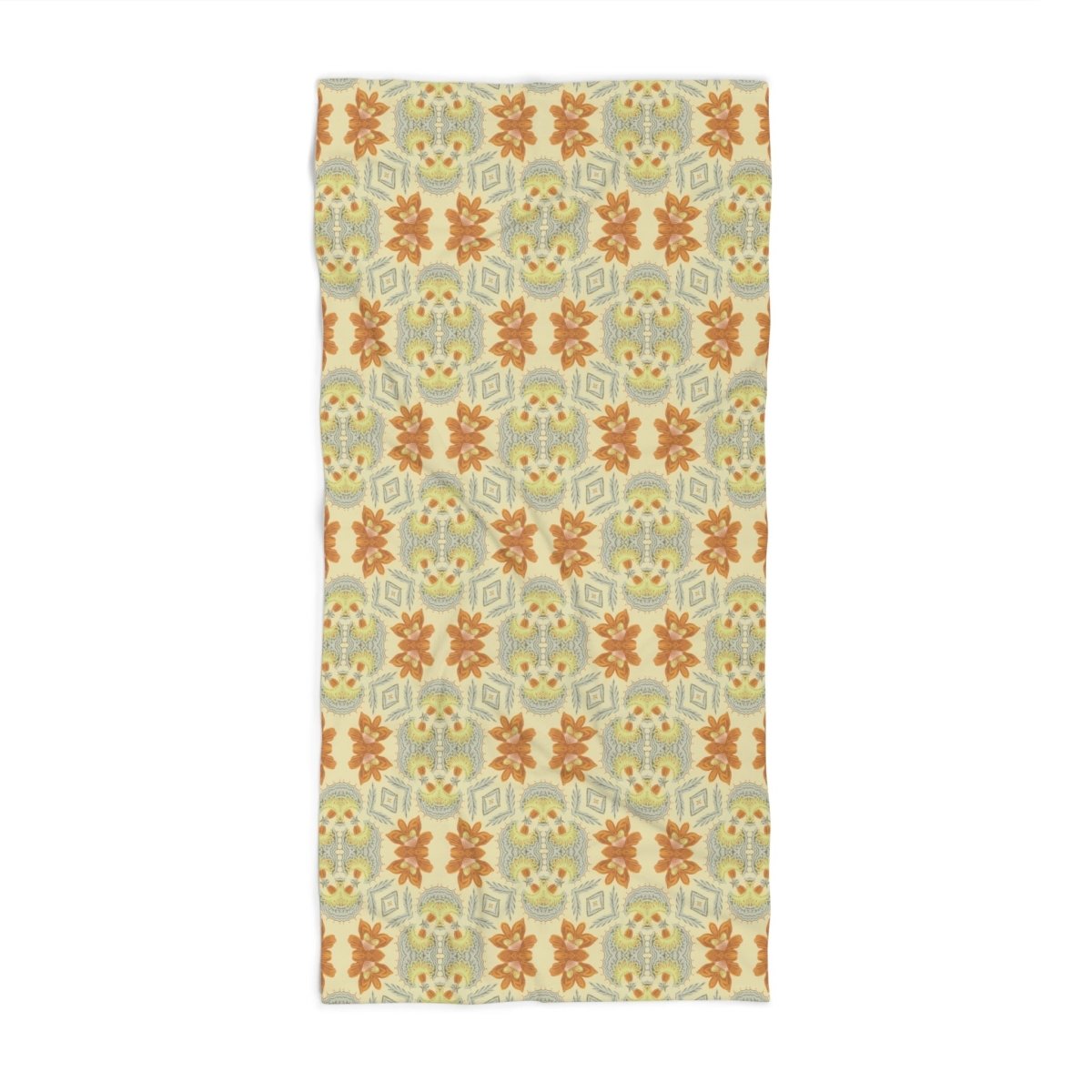 Bella Bouquet Damask in Soft Cream and Grey | Beach Towel - Beach Towel - Piccolo Fiore Prints