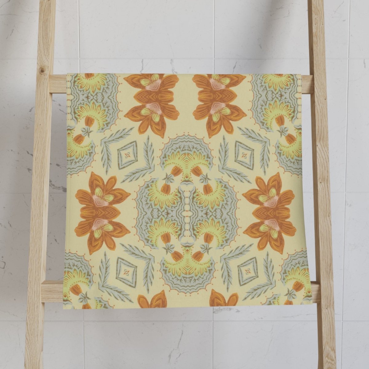Bella Bouquet Damask in Soft Cream and Grey | Hand Towel - Hand Towel - Piccolo Fiore Prints