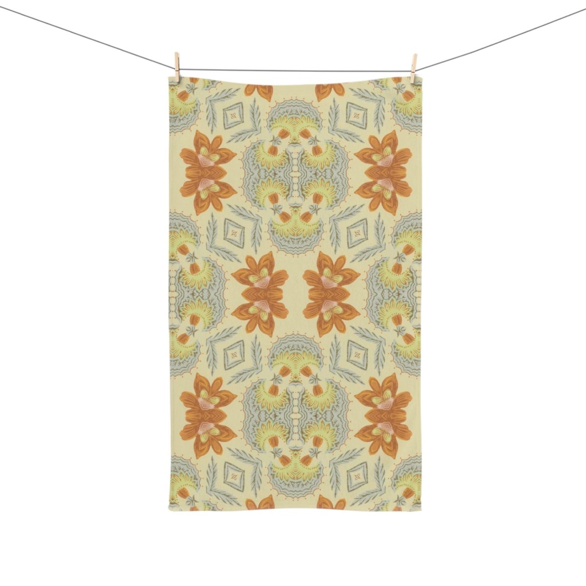 Bella Bouquet Damask in Soft Cream and Grey | Hand Towel - Hand Towel - Piccolo Fiore Prints