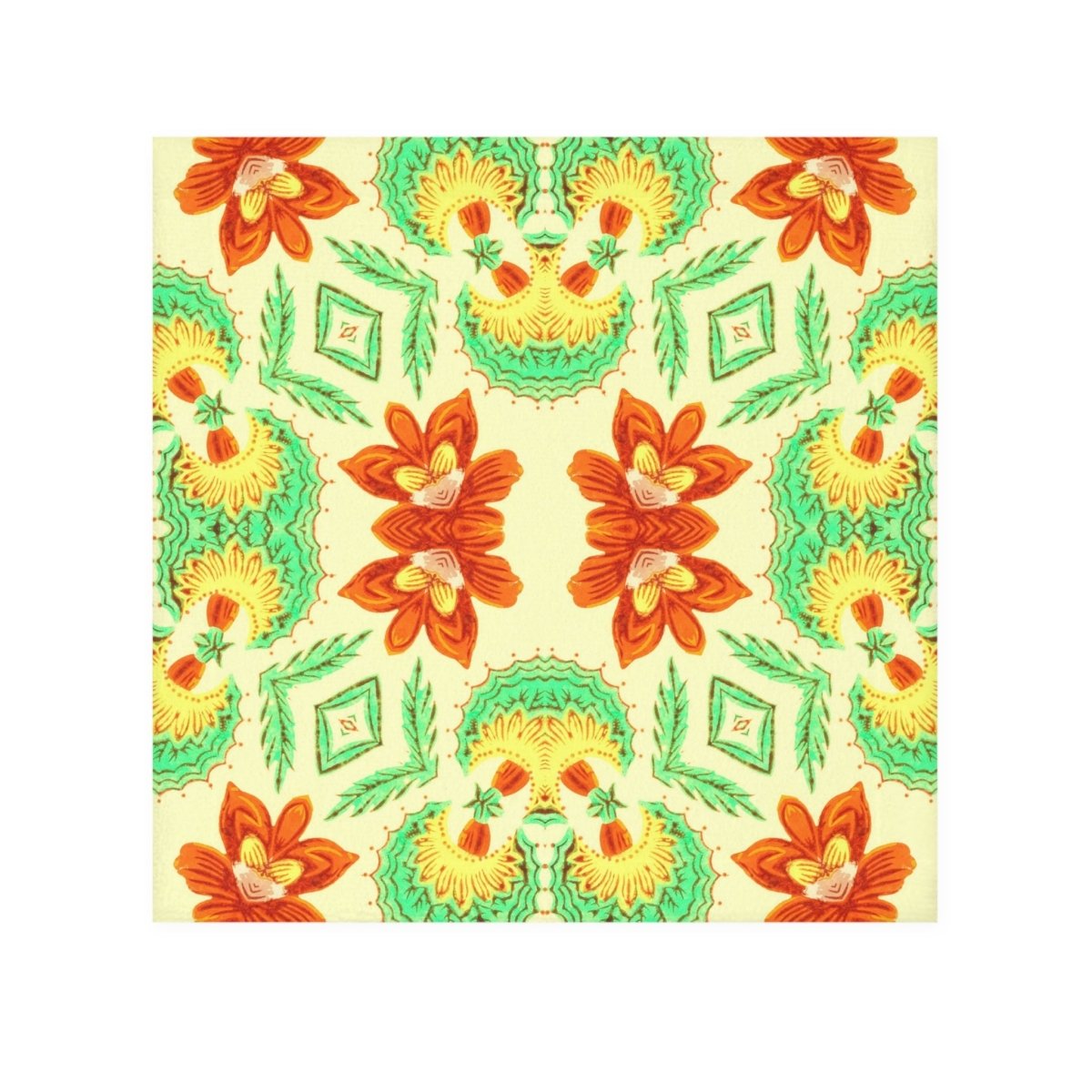 Bella Bouquet Floral Damask in Brightest Cream and Green | Face Towel - Face Towel - Piccolo Fiore Prints