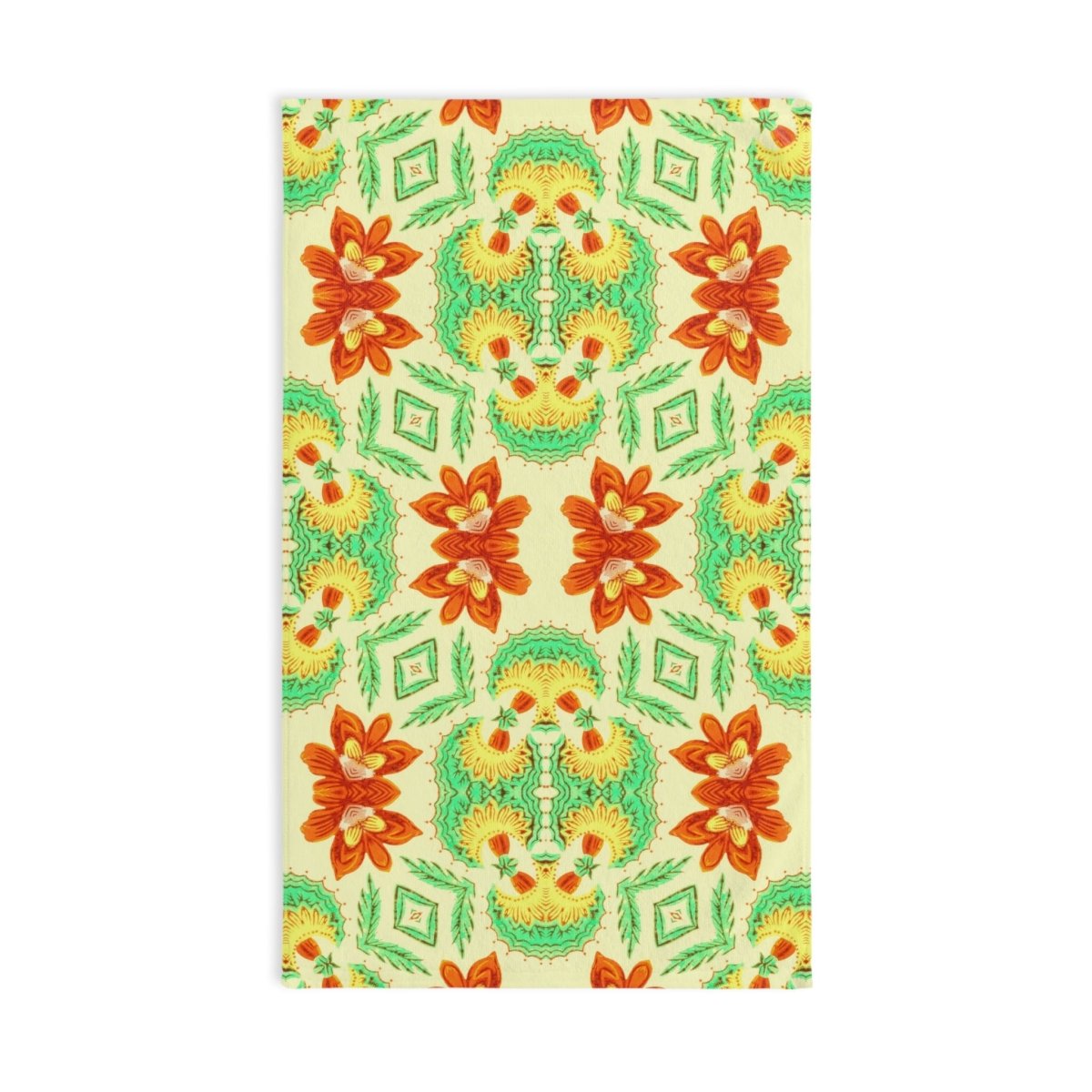Bella Bouquet Floral Damask in Brightest Cream and Green | Hand Towel - Hand Towel - Piccolo Fiore Prints