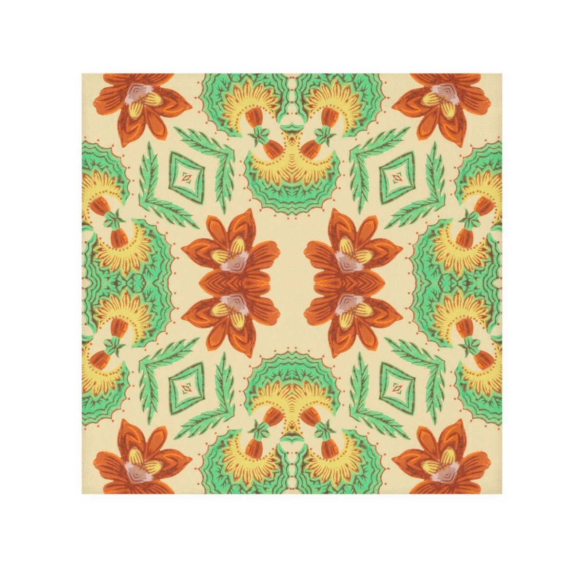 Bella Bouquet Floral Damask in Classic Cream and Green | Face Towel - Face Towel - Piccolo Fiore Prints