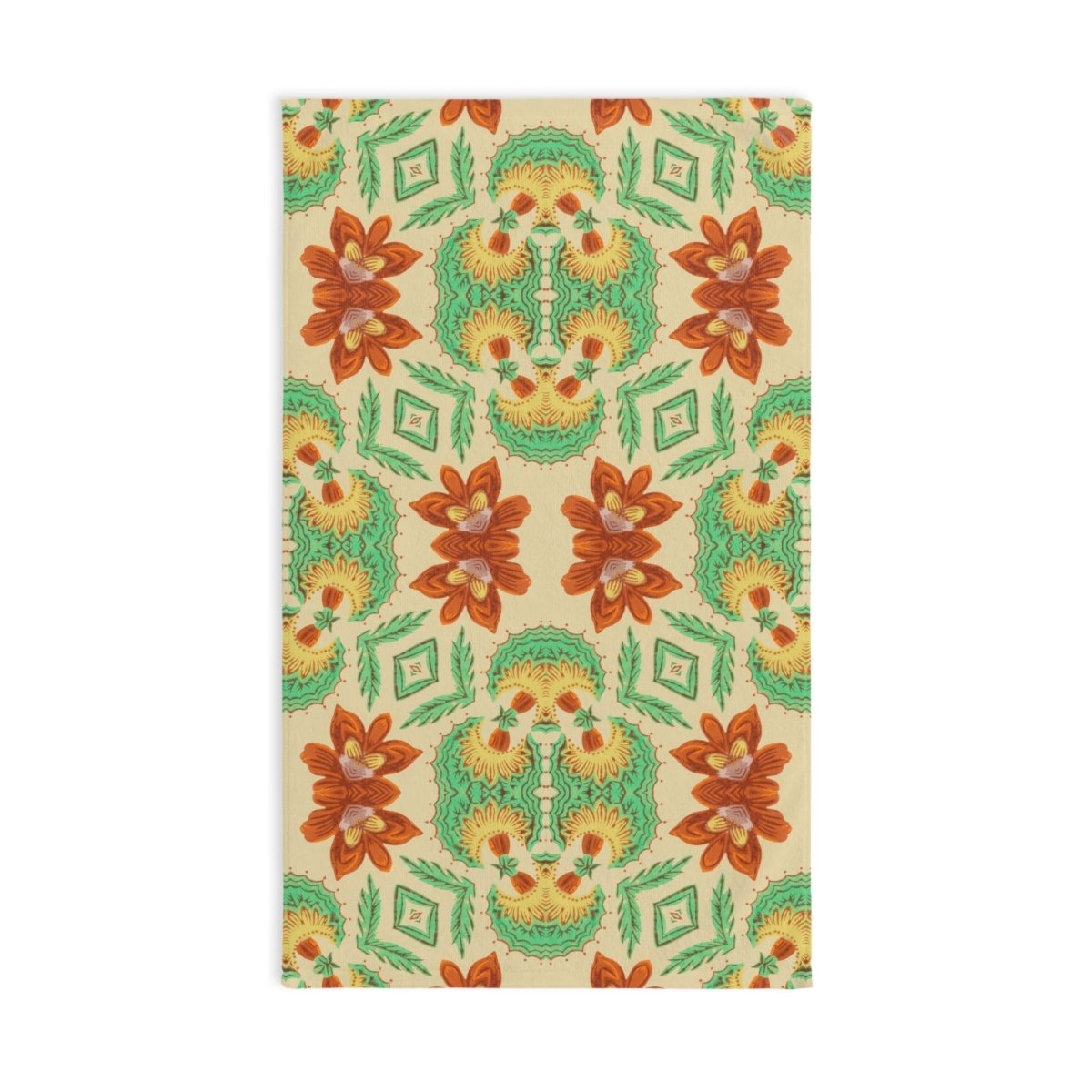 Bella Bouquet Floral Damask in Classic Cream and Green | Hand Towel - Hand Towel - Piccolo Fiore Prints