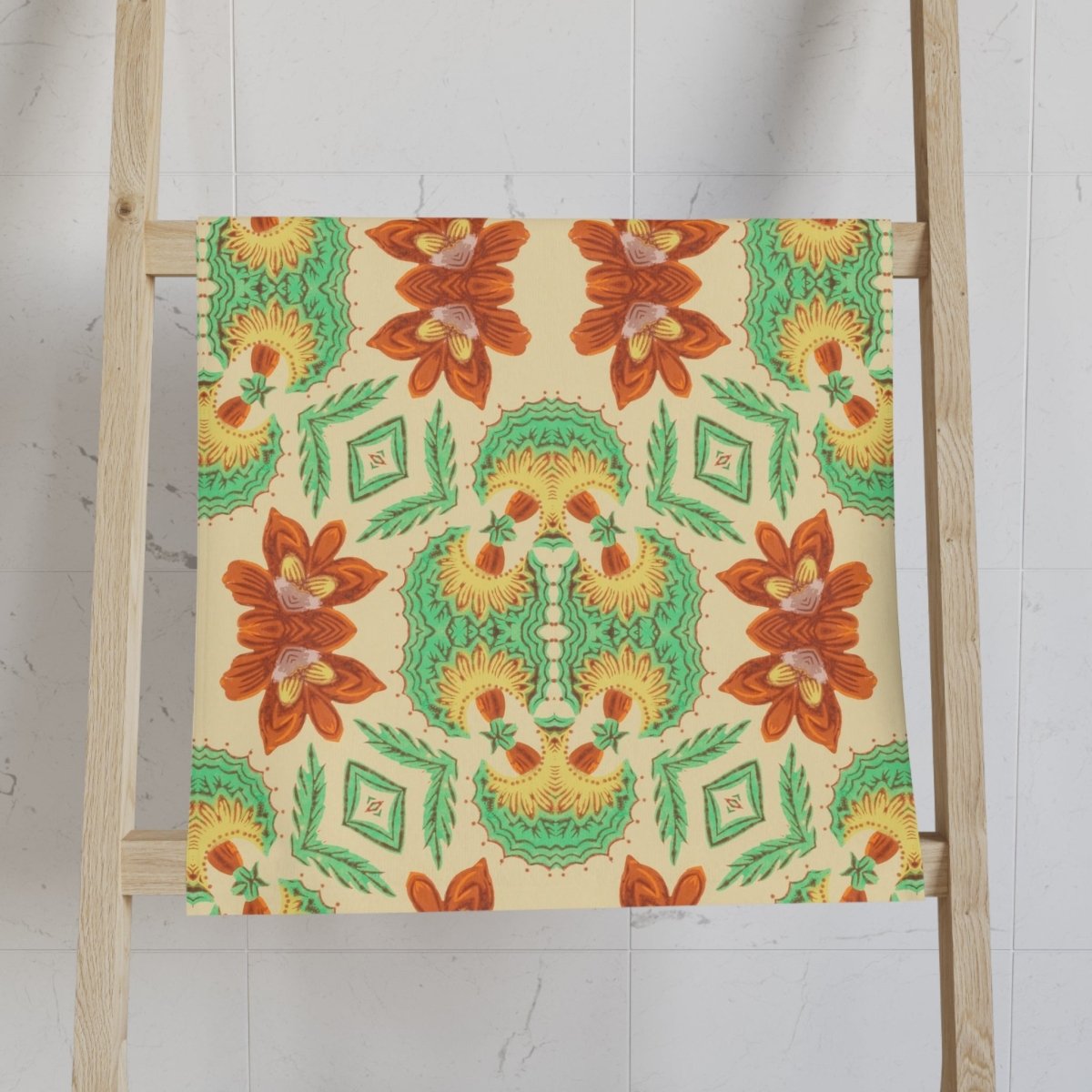 Bella Bouquet Floral Damask in Classic Cream and Green | Hand Towel - Hand Towel - Piccolo Fiore Prints