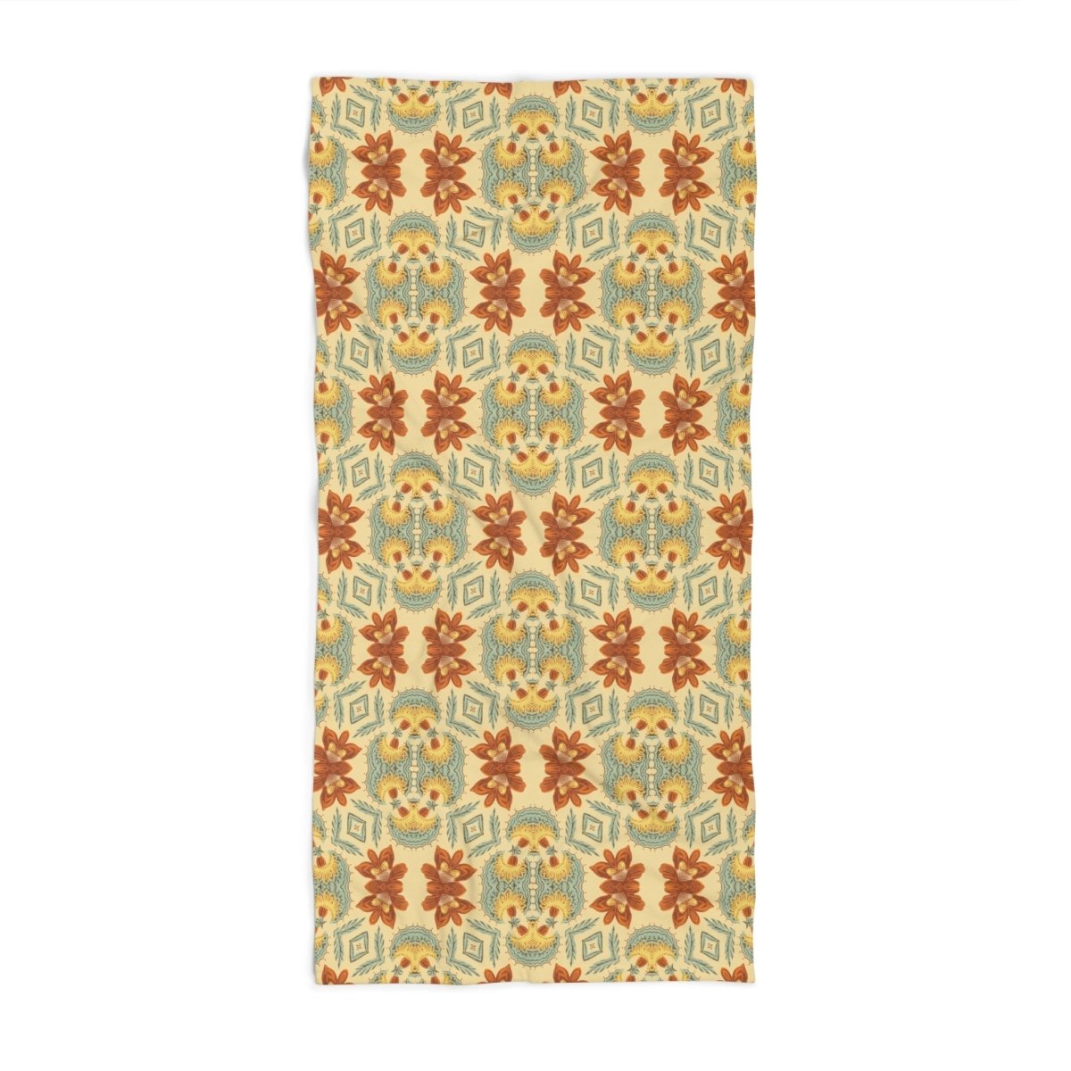 Bella Bouquet Floral Damask in Country Cream and Blue | Beach Towel - Beach Towel - Piccolo Fiore Prints