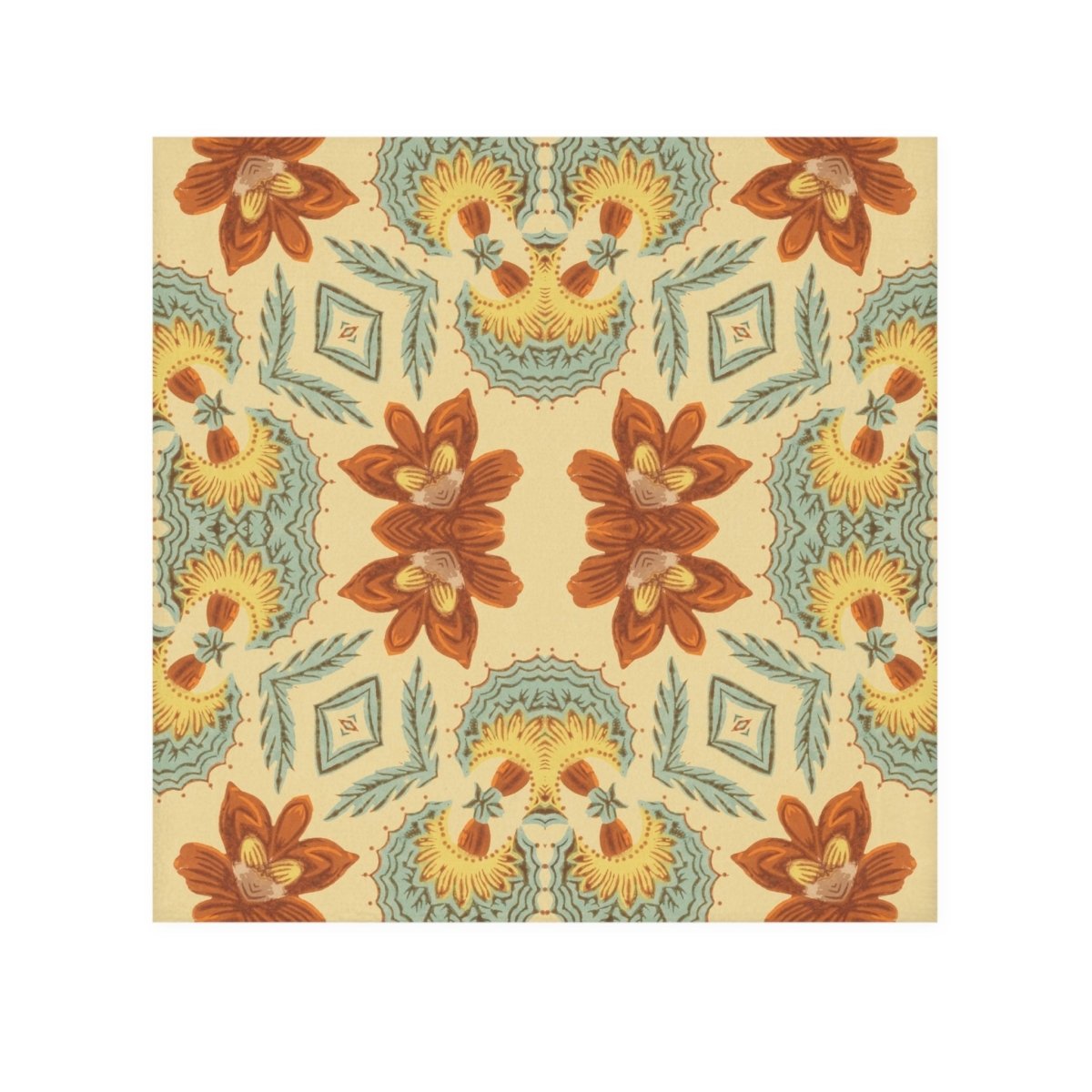 Bella Bouquet Floral Damask in Country Cream and Blue | Face Towel - Face Towel - Piccolo Fiore Prints