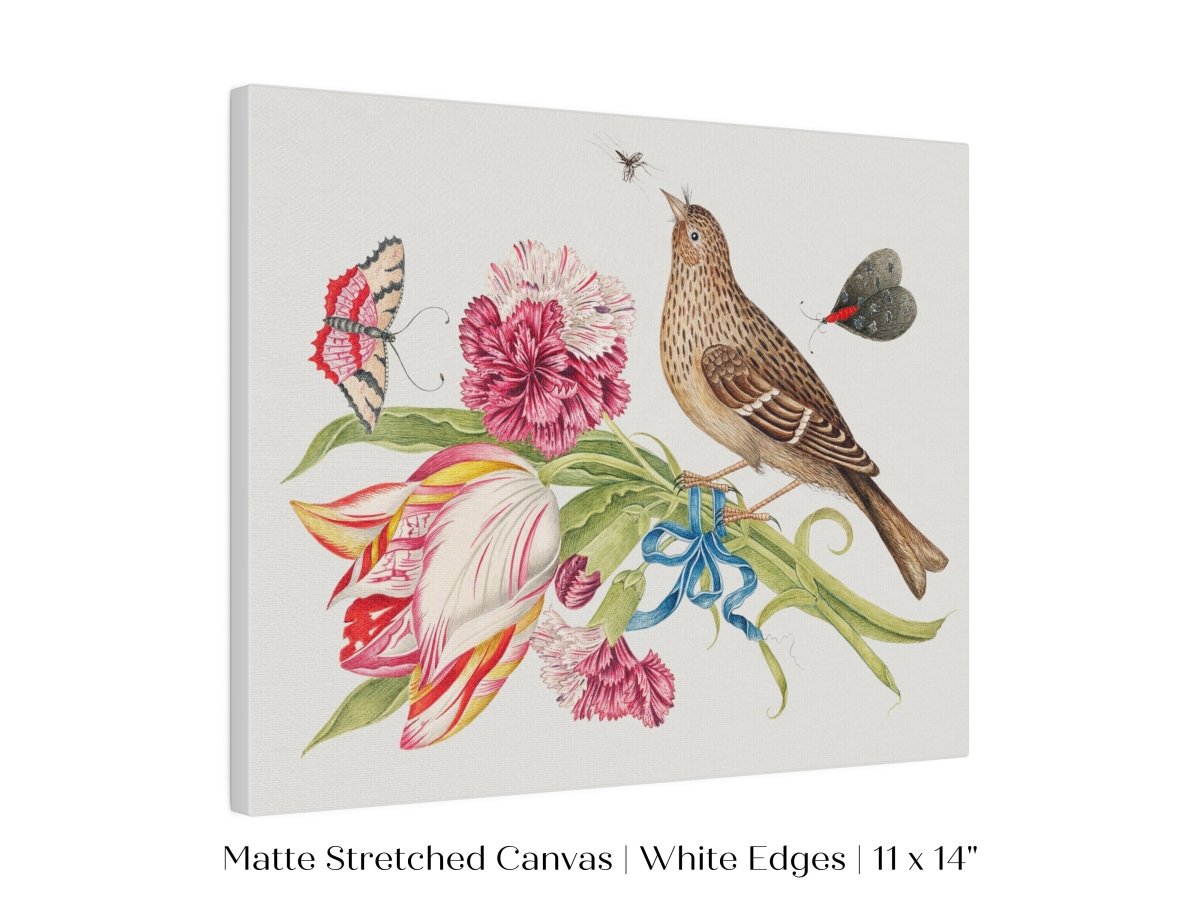 Bird, Butterfly and Flowers Illustration | P165 - Single Art Prints - Piccolo Fiore Prints