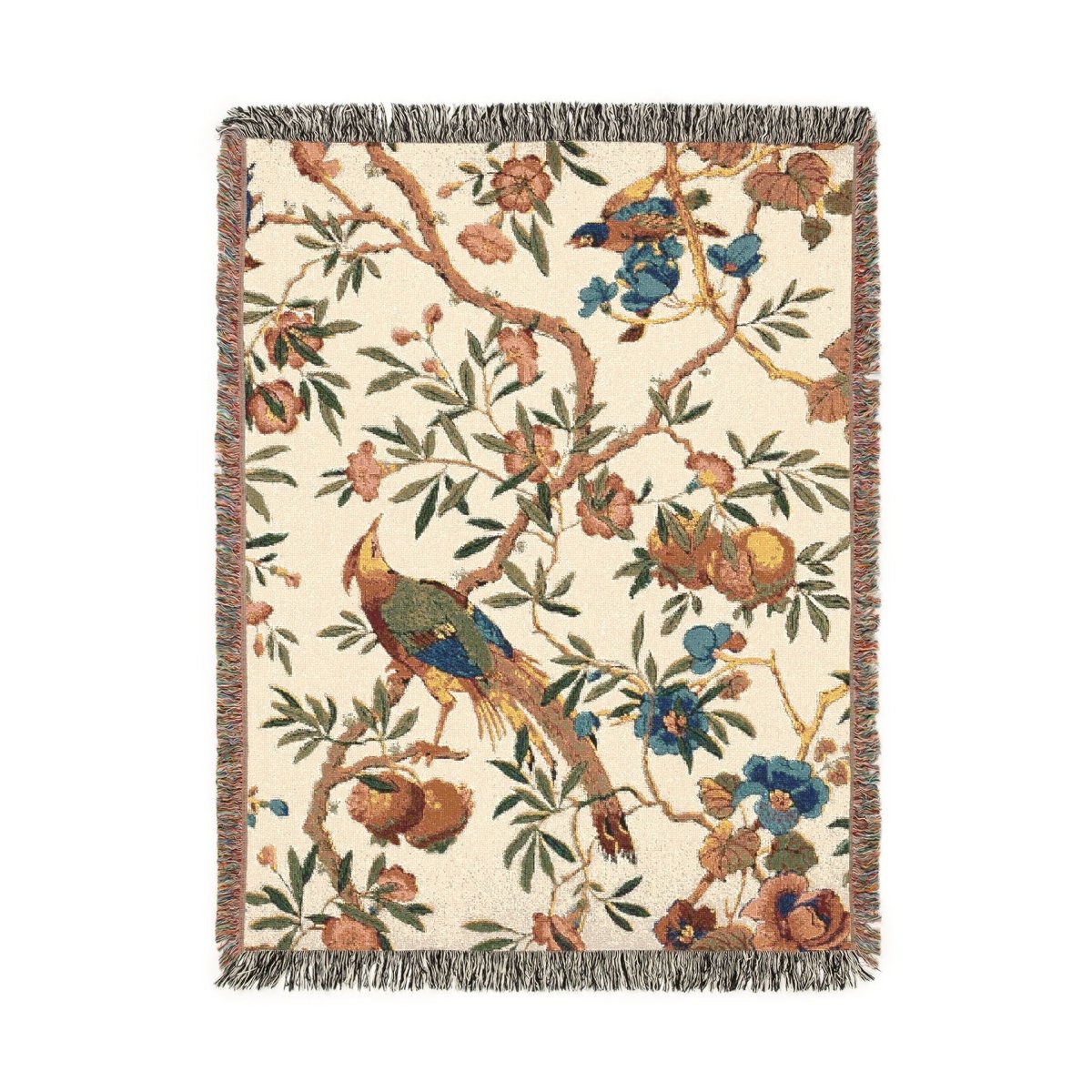 Birds and Fruit | Brightest Cream | Woven Blanket - Woven Blanket - Piccolo Fiore Prints
