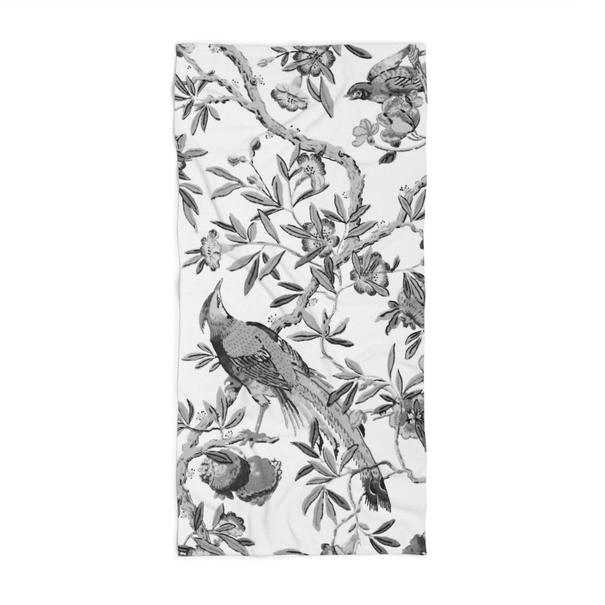 Birds and Fruit in Black and White | Beach Towel - Beach Towel - Piccolo Fiore Prints