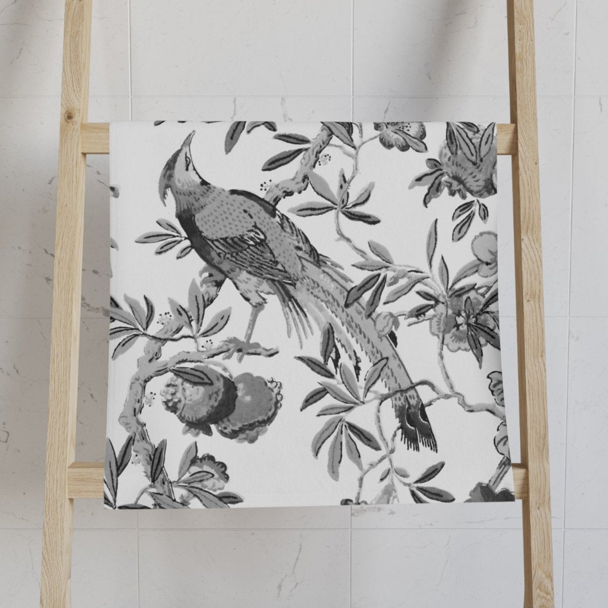 Birds and Fruit in Black and White | Hand Towel - Hand Towel - Piccolo Fiore Prints
