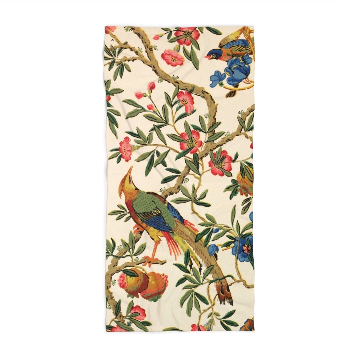 Birds and Fruit in Bright Cream | Bath Towel - Bath Towel - Piccolo Fiore Prints