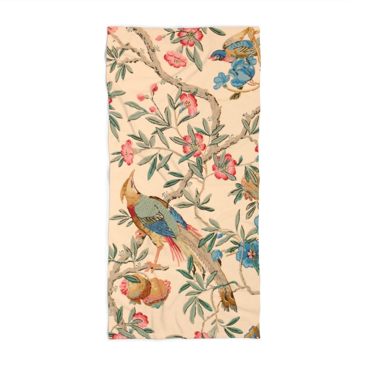 Birds and Fruit in Peach | Beach Towel - Beach Towel - Piccolo Fiore Prints