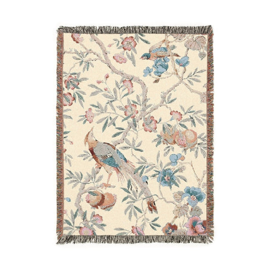 Birds and Fruit | Pastel | Woven Blanket - Woven Blanket - Piccolo Fiore Prints