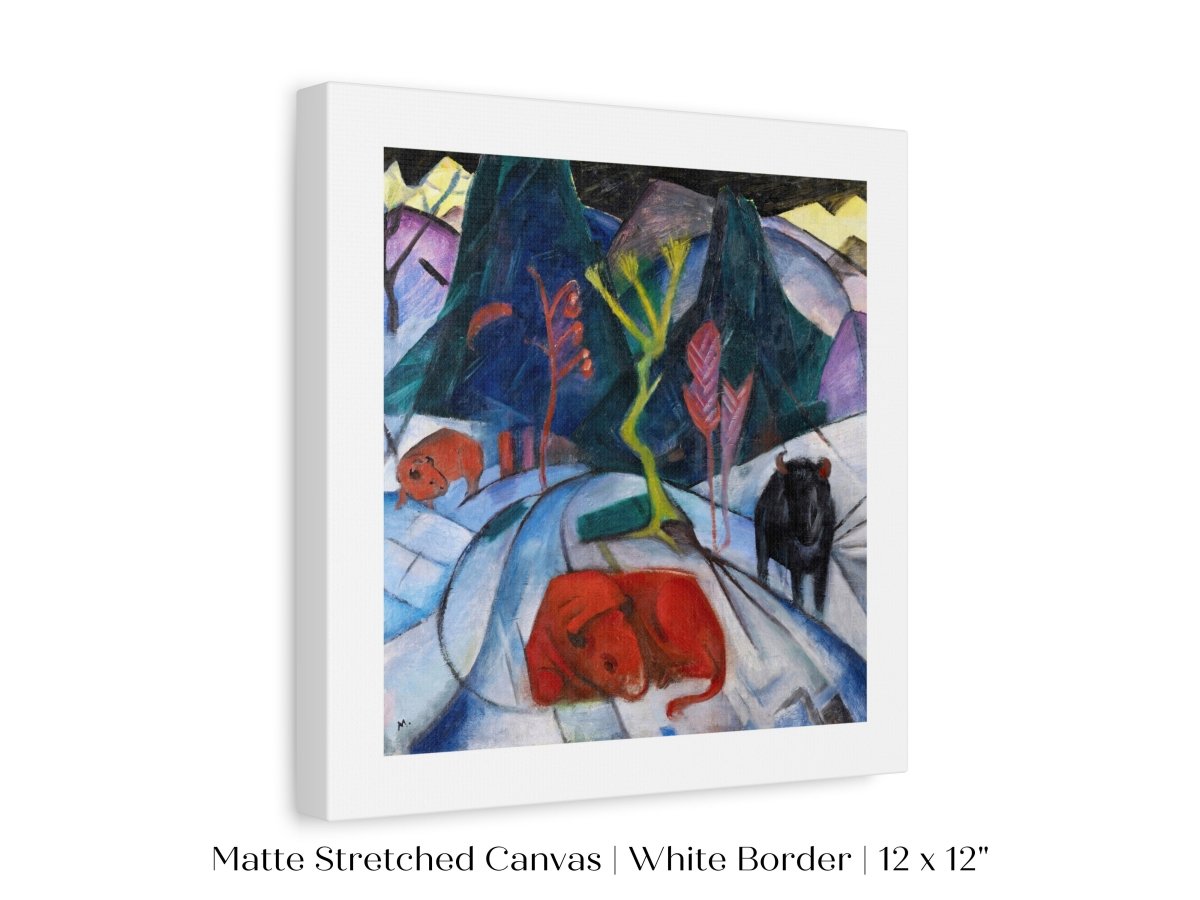 Bison in Winter Oil Painting | P489 - Single Square Art Prints - Piccolo Fiore Prints
