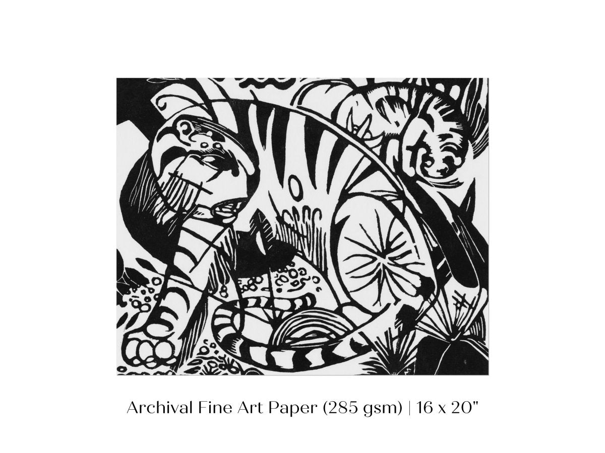 Black and White Abstract Tiger | P490 - Single Art Prints - Piccolo Fiore Prints