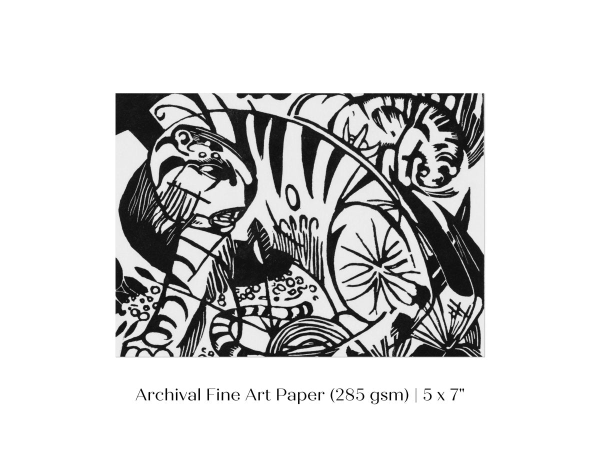 Black and White Abstract Tiger | P490 - Single Art Prints - Piccolo Fiore Prints