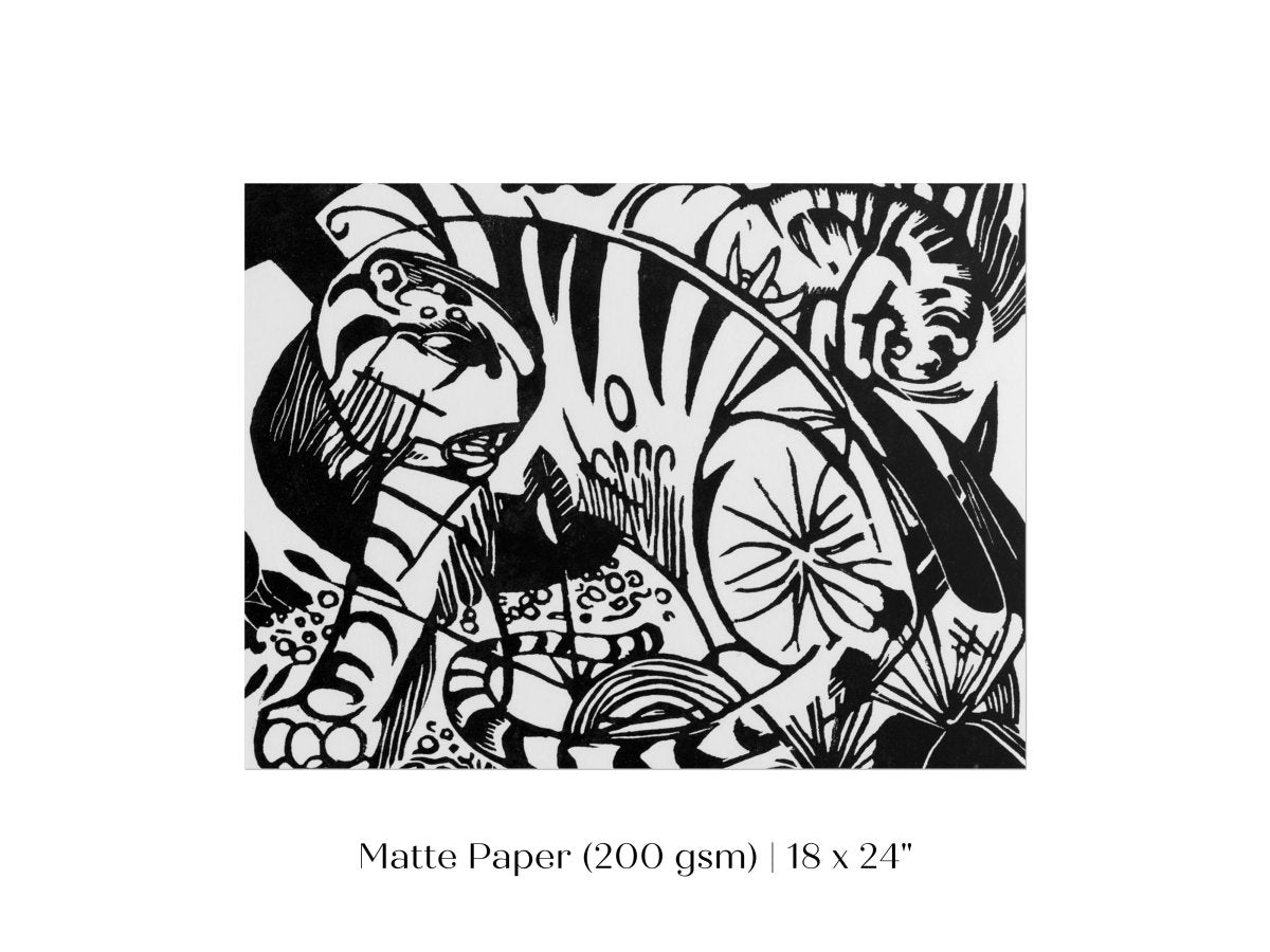 Black and White Abstract Tiger | P490 - Single Art Prints - Piccolo Fiore Prints