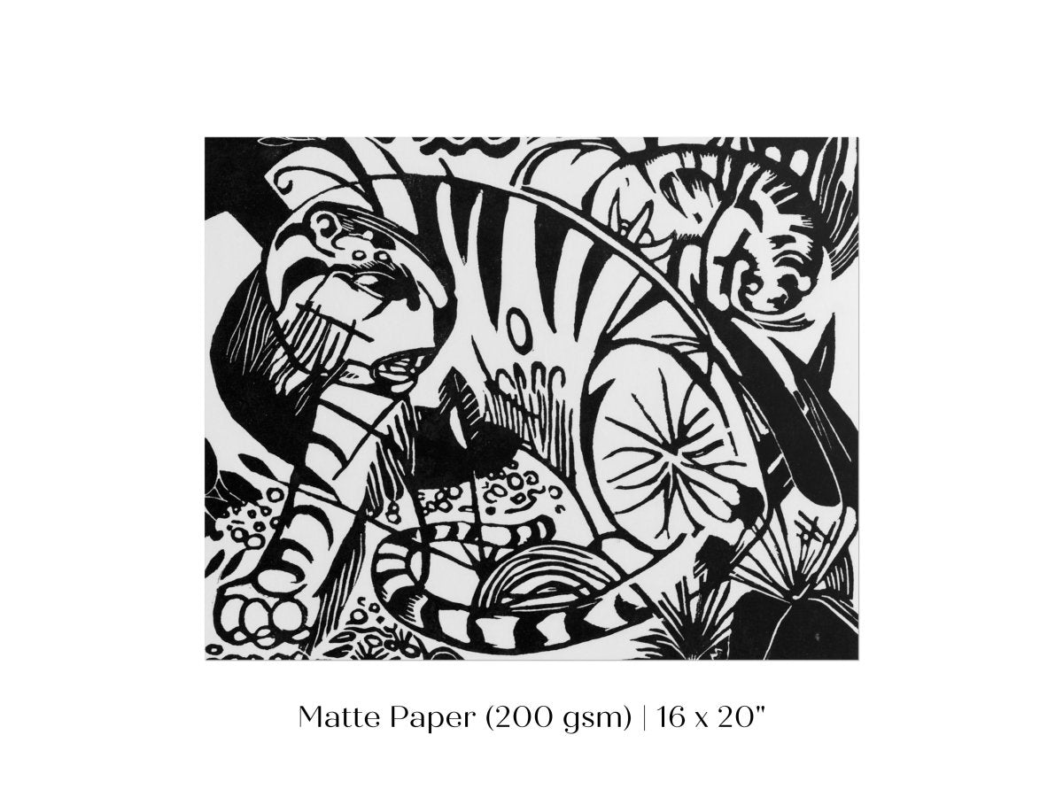 Black and White Abstract Tiger | P490 - Single Art Prints - Piccolo Fiore Prints