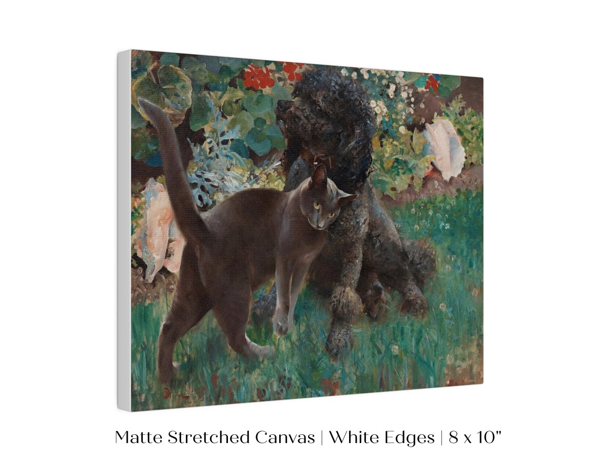 Black Cat and Poodle | P428 - Single Art Prints - Piccolo Fiore Prints