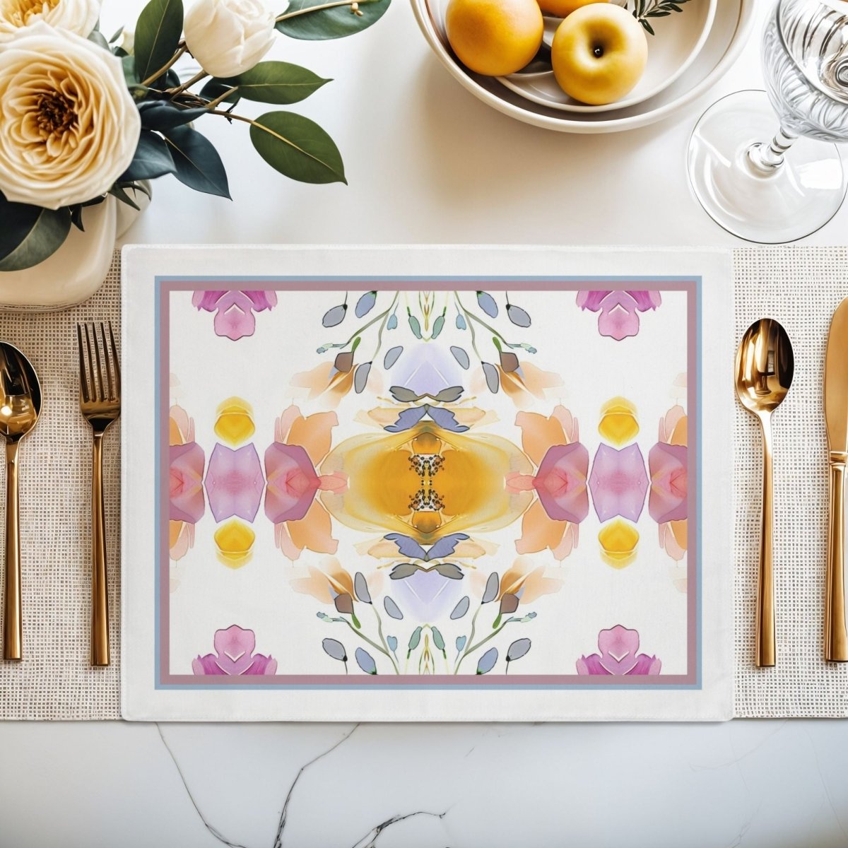 Blooming White | Placemat - Cotton Twill Placemat - Piccolo Fiore Prints