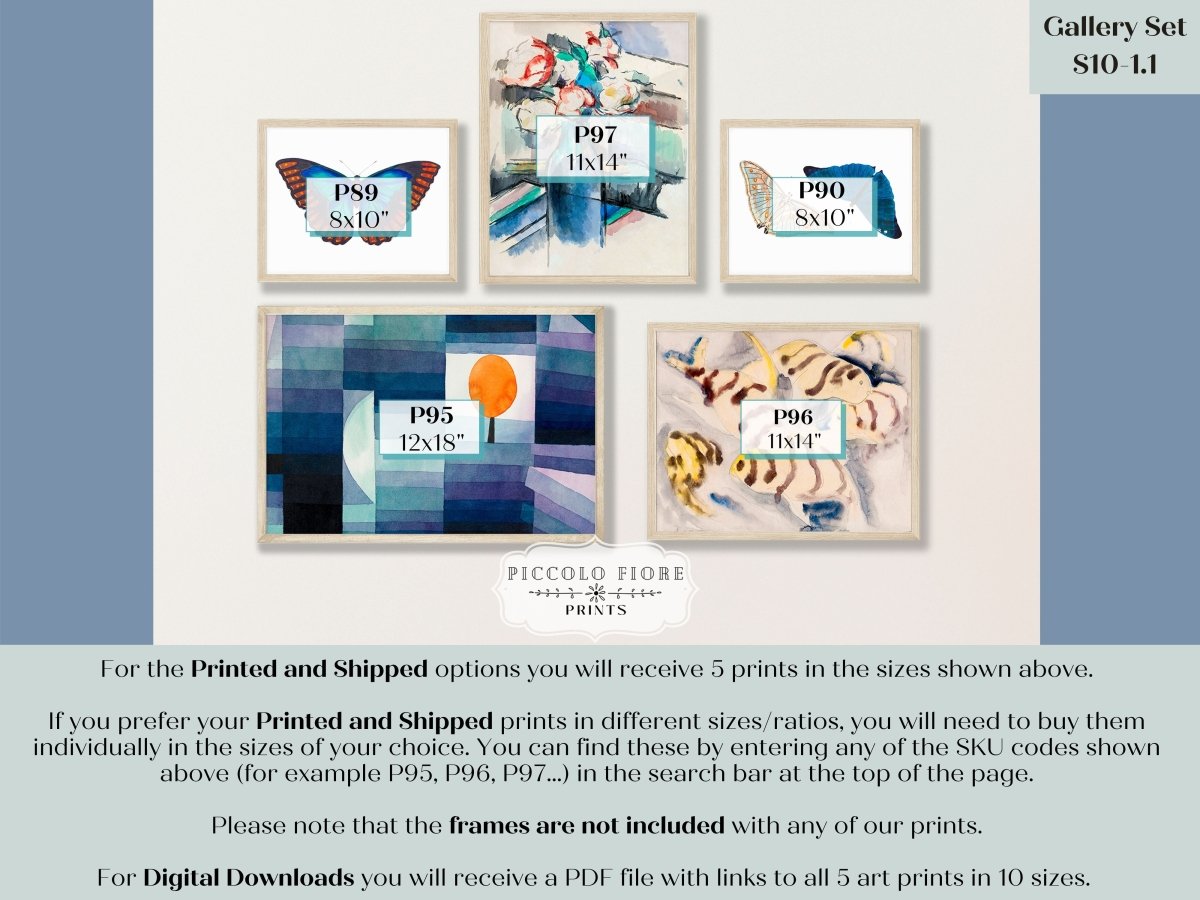 Blue and Cream | Gallery Wall Set | 5 Prints | S10 - 1.1 - Gallery Wall Set - Piccolo Fiore Prints