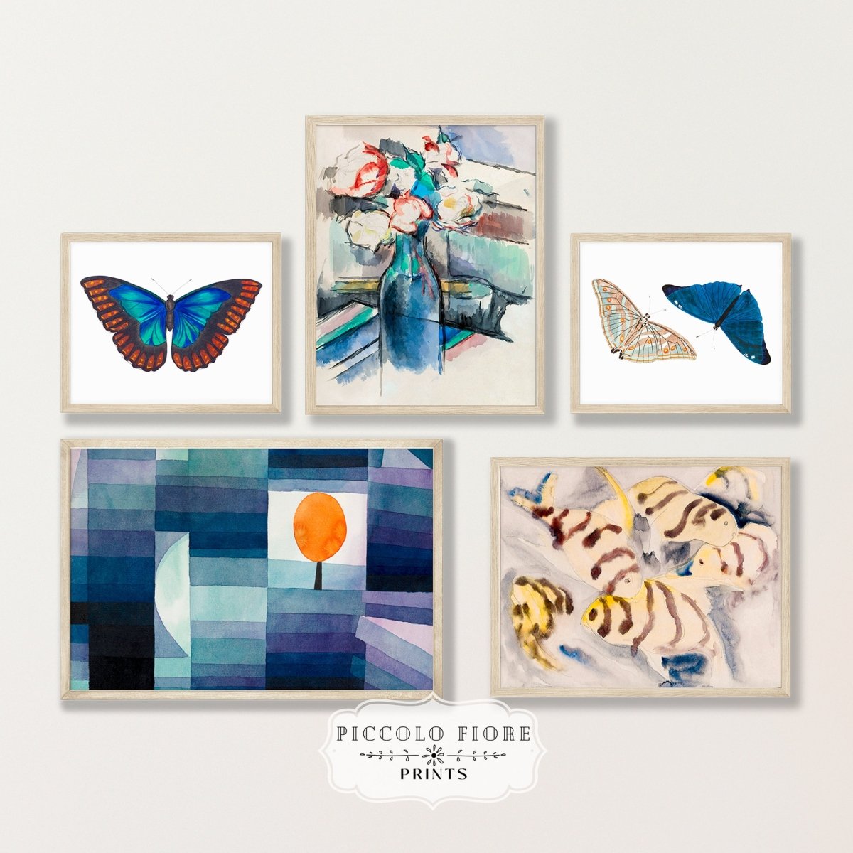 Blue and Cream | Gallery Wall Set | 5 Prints | S10 - 1.1 - Gallery Wall Set - Piccolo Fiore Prints