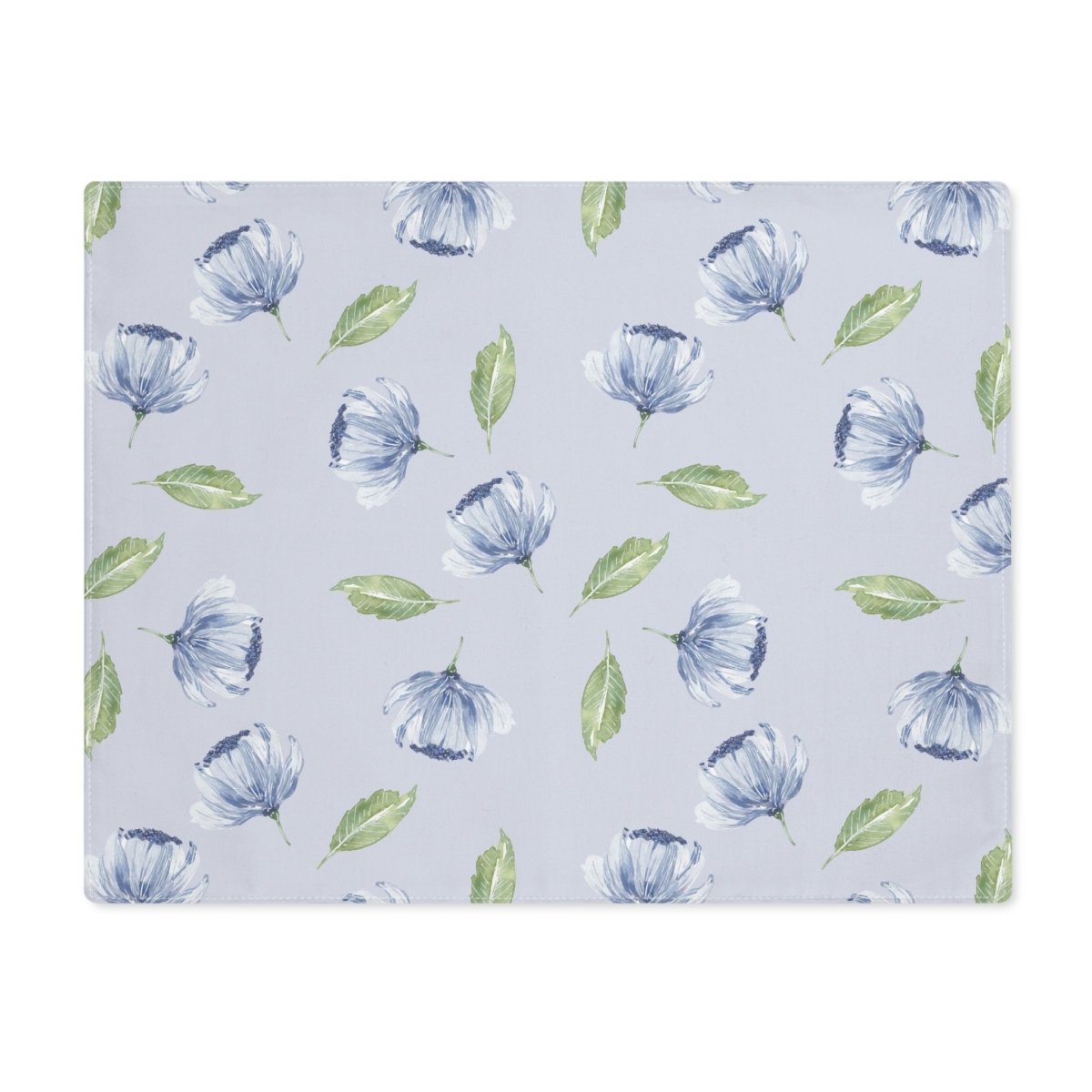 Blue Flowers and Leaves in Light Blue | Placemat - Cotton Twill Placemat - Piccolo Fiore Prints