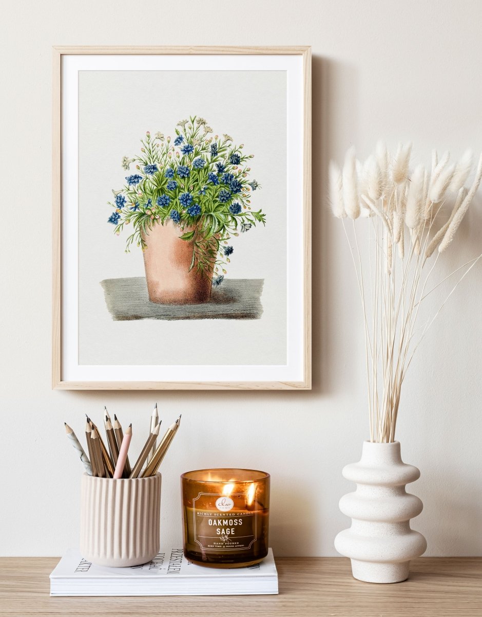 Blue Garden Lobelia in a Pot | P160 - Single Art Prints - Piccolo Fiore Prints