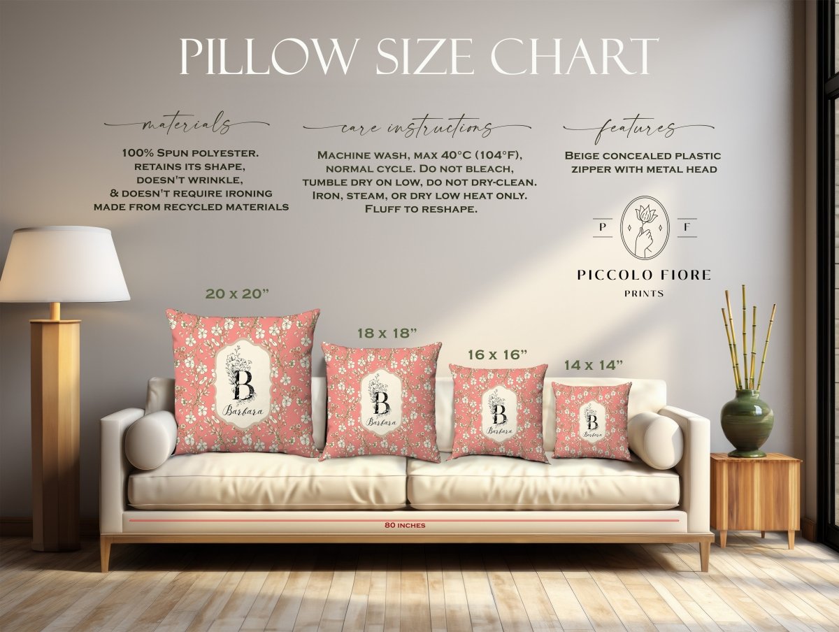 Botanical Monogram in Coral and Cream | Throw Pillow - Throw Pillow - Piccolo Fiore Prints