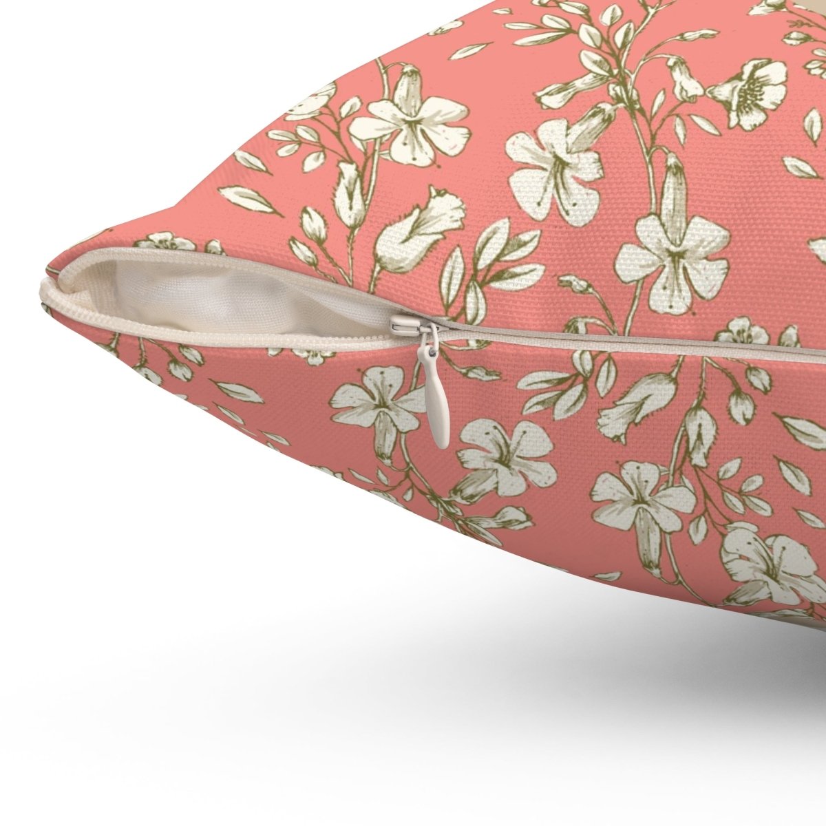 Botanical Monogram in Coral and Cream | Throw Pillow - Throw Pillow - Piccolo Fiore Prints