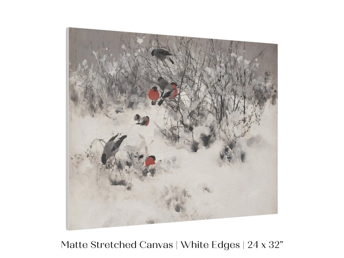 Bullfinches in the Snow | P443 - Single Art Prints - Piccolo Fiore Prints