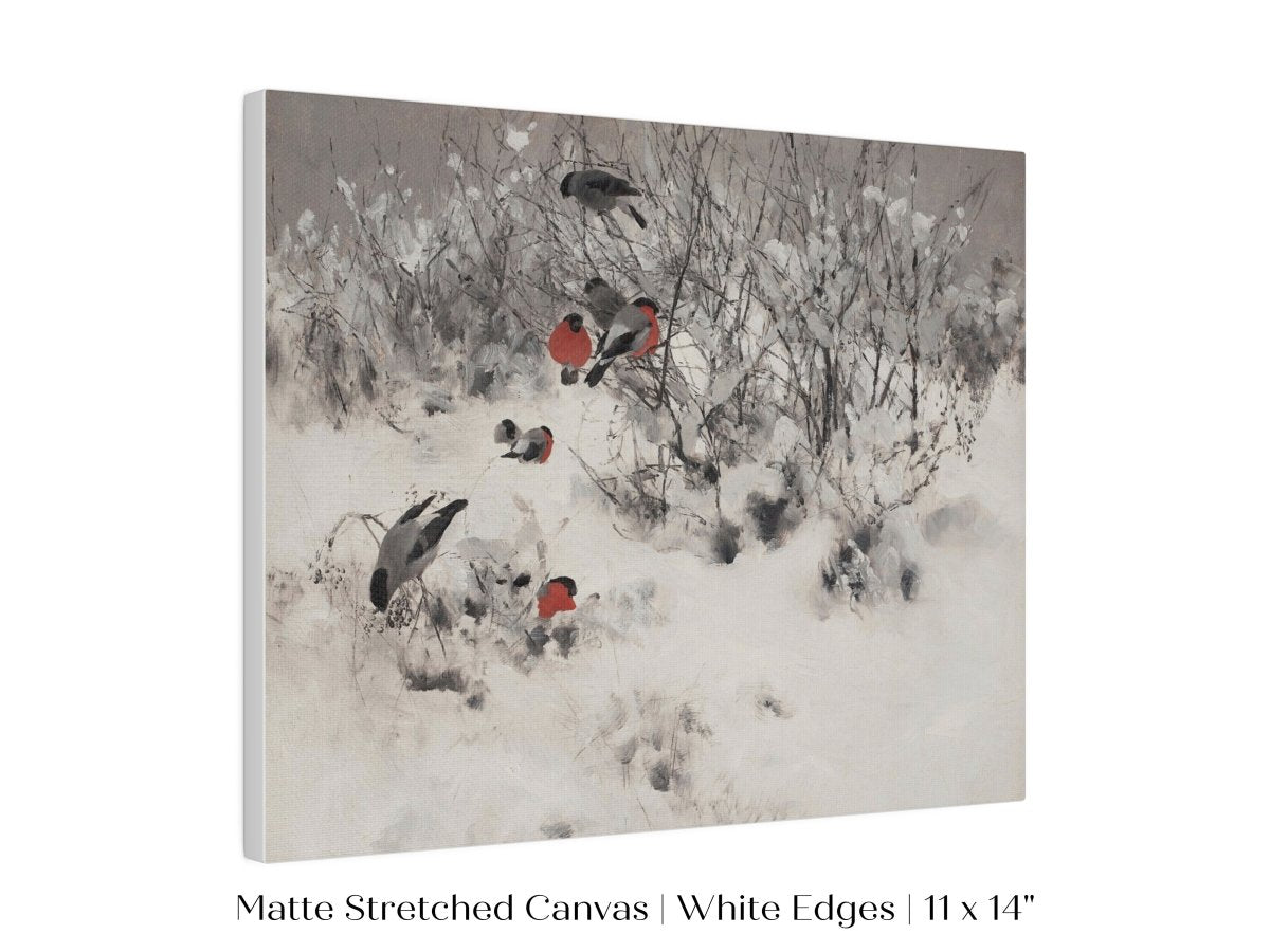 Bullfinches in the Snow | P443 - Single Art Prints - Piccolo Fiore Prints