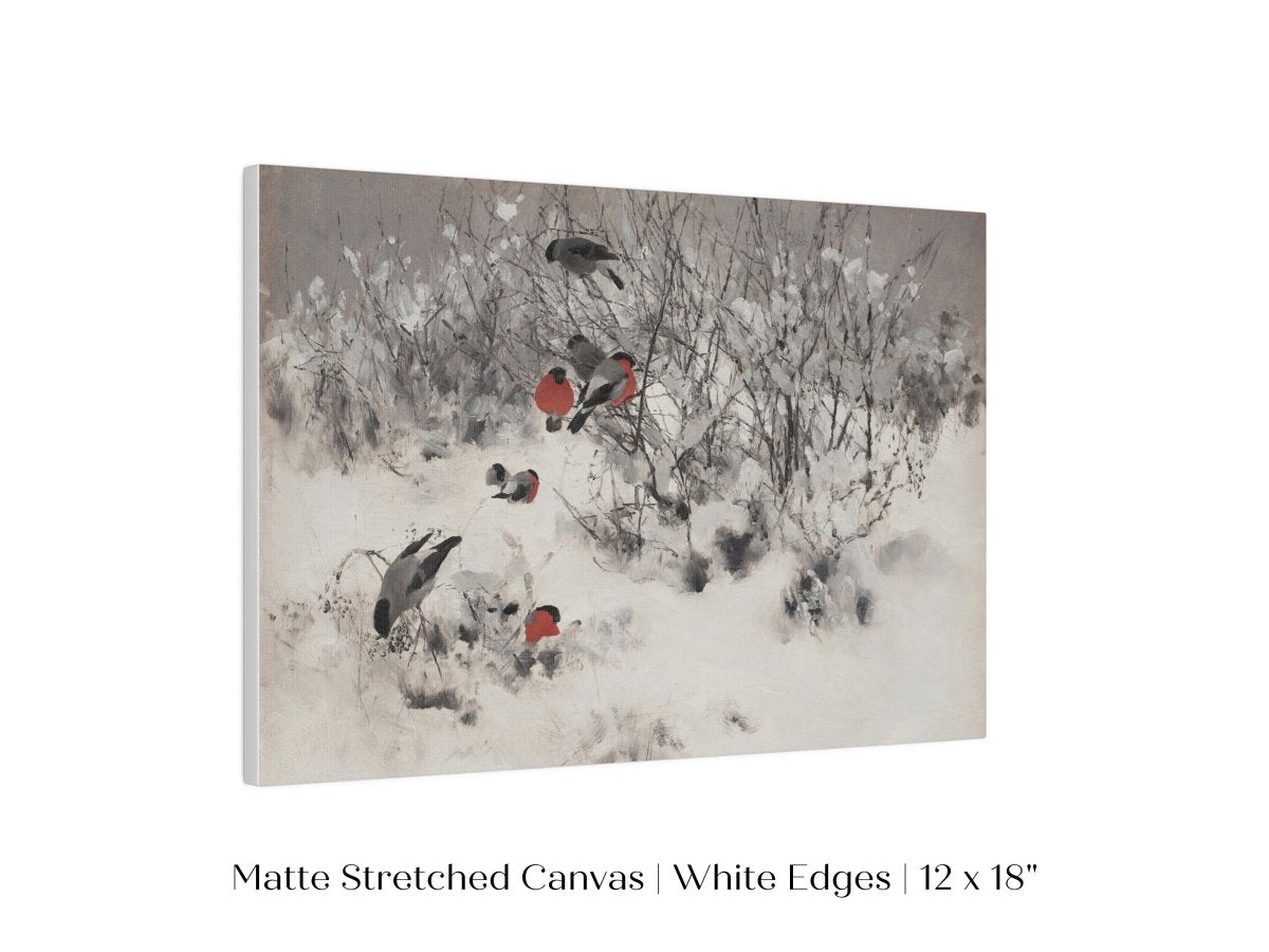Bullfinches in the Snow | P443 - Single Art Prints - Piccolo Fiore Prints