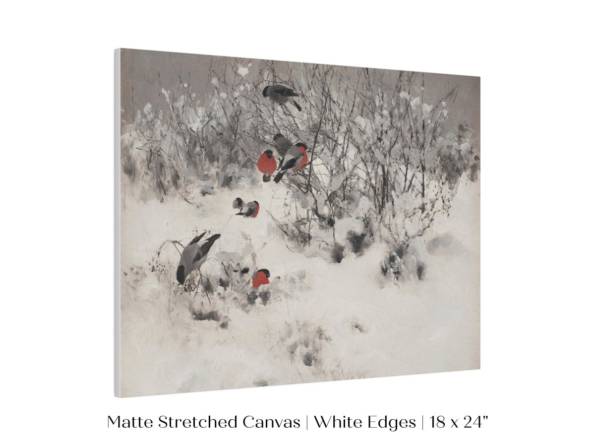 Bullfinches in the Snow | P443 - Single Art Prints - Piccolo Fiore Prints
