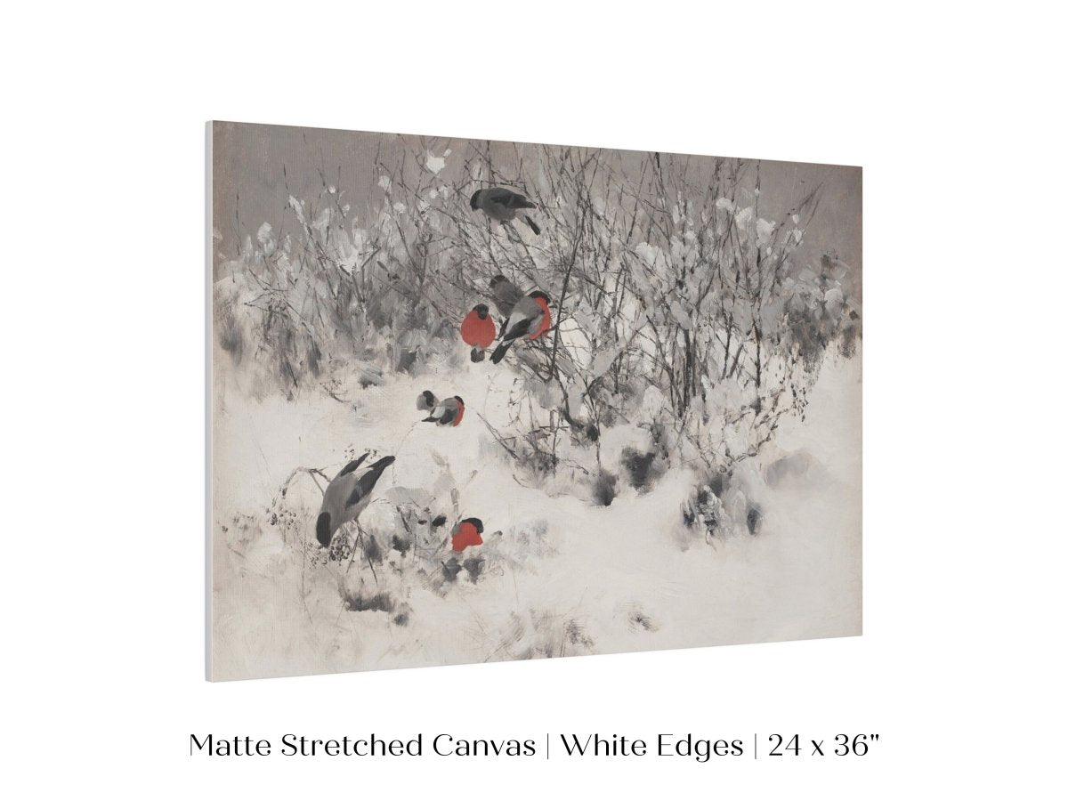 Bullfinches in the Snow | P443 - Single Art Prints - Piccolo Fiore Prints