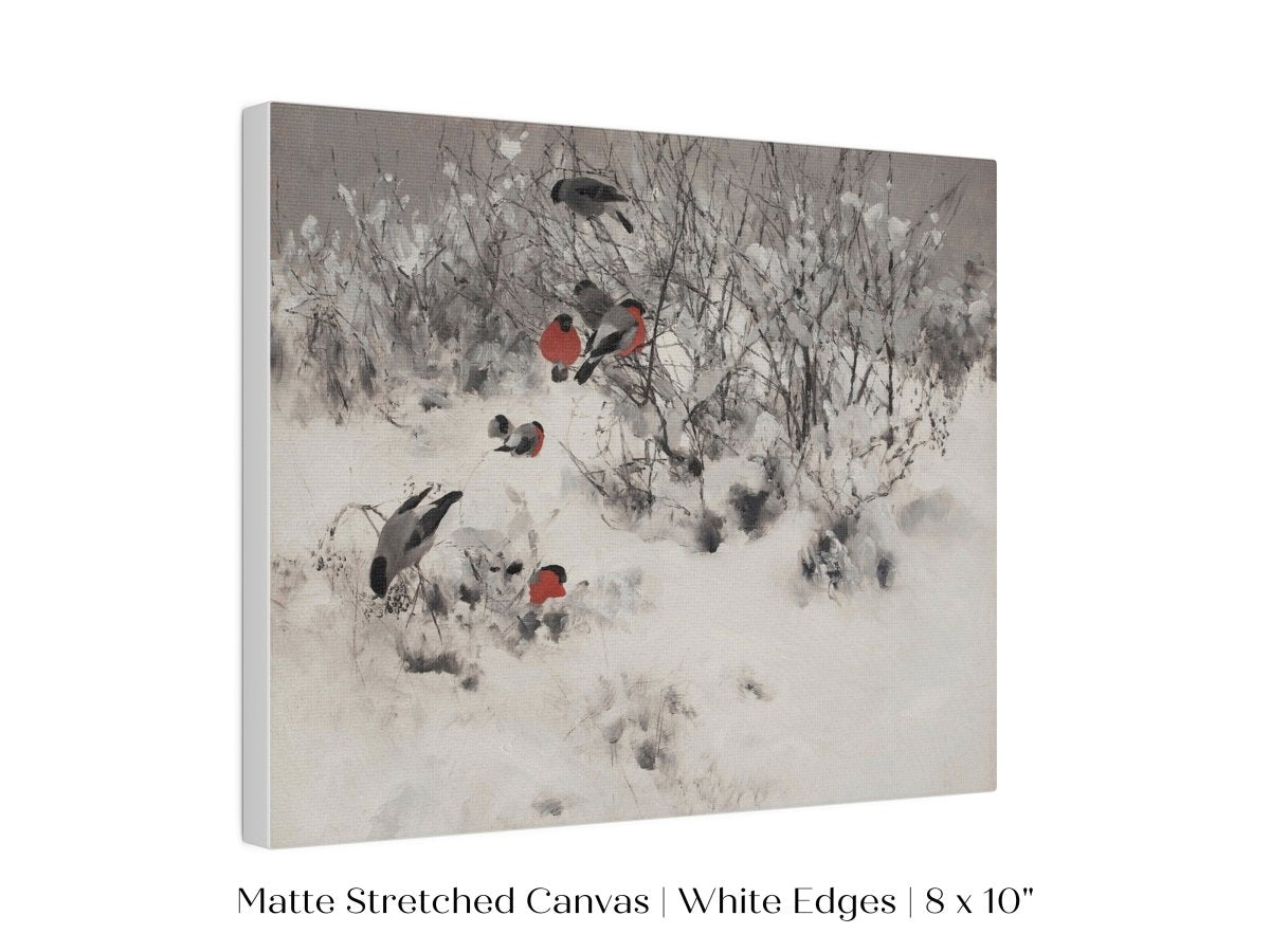 Bullfinches in the Snow | P443 - Single Art Prints - Piccolo Fiore Prints